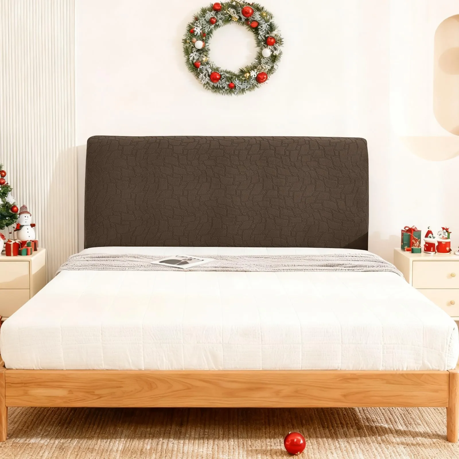 Ystyle Copri Testiera Letto Elasticizzato Universale Lavabile, 200cm, Marrone - immagine 3