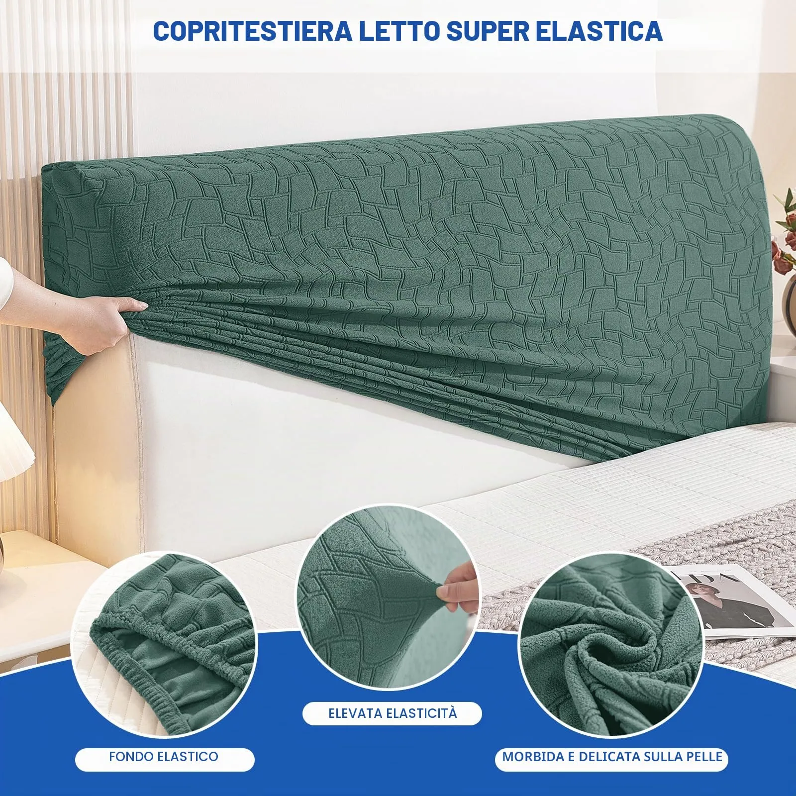 Ystyle Copri Testiera Letto Elasticizzata Universale, 90cm, Verde Arachide - immagine 5