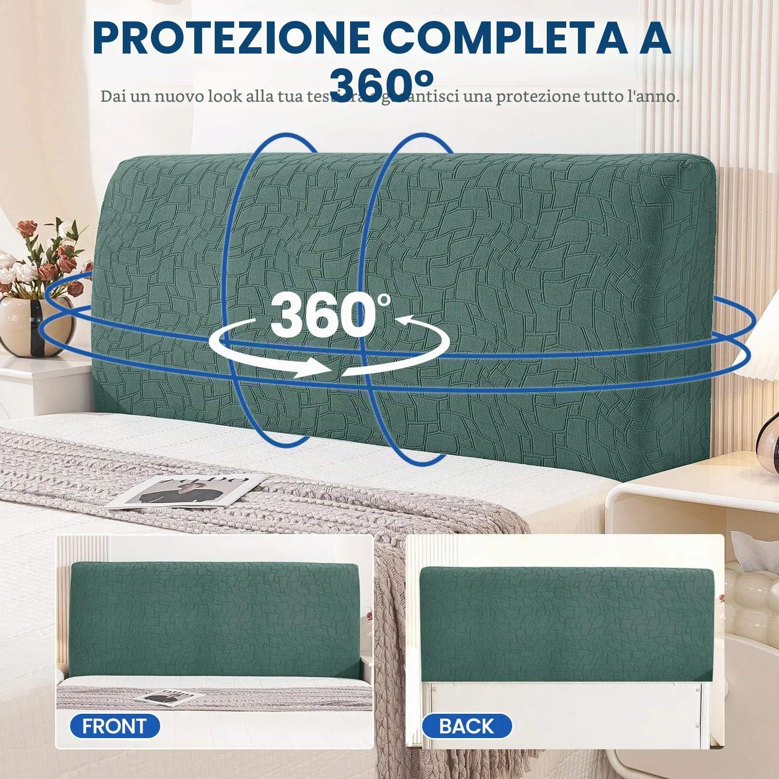 Ystyle Copri Testiera Letto Elasticizzata Universale, 90cm, Verde Arachide - immagine 6