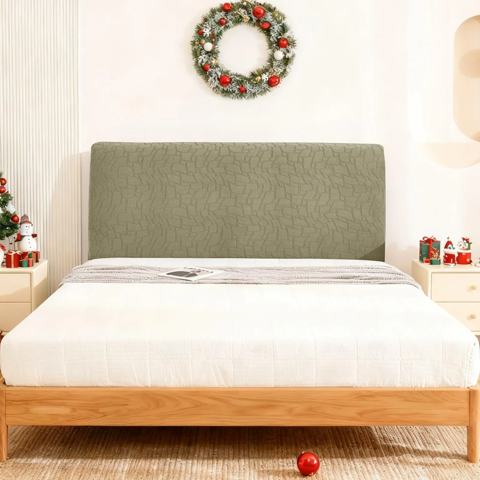 Ystyle Copri Testiera Letto Elasticizzata Universale, 180cm, Kaki - immagine 3