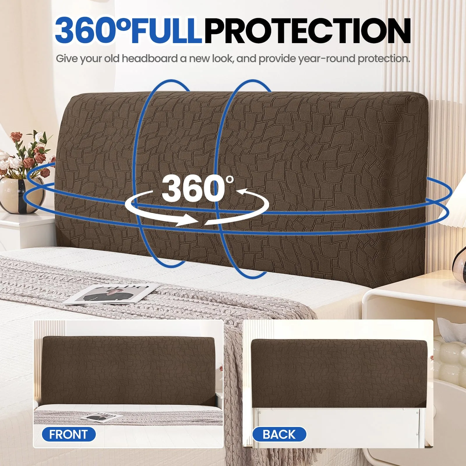 Ystyle Copri Testiera Letto Elasticizzata, Universale, 90cm, Marrone - immagine 6