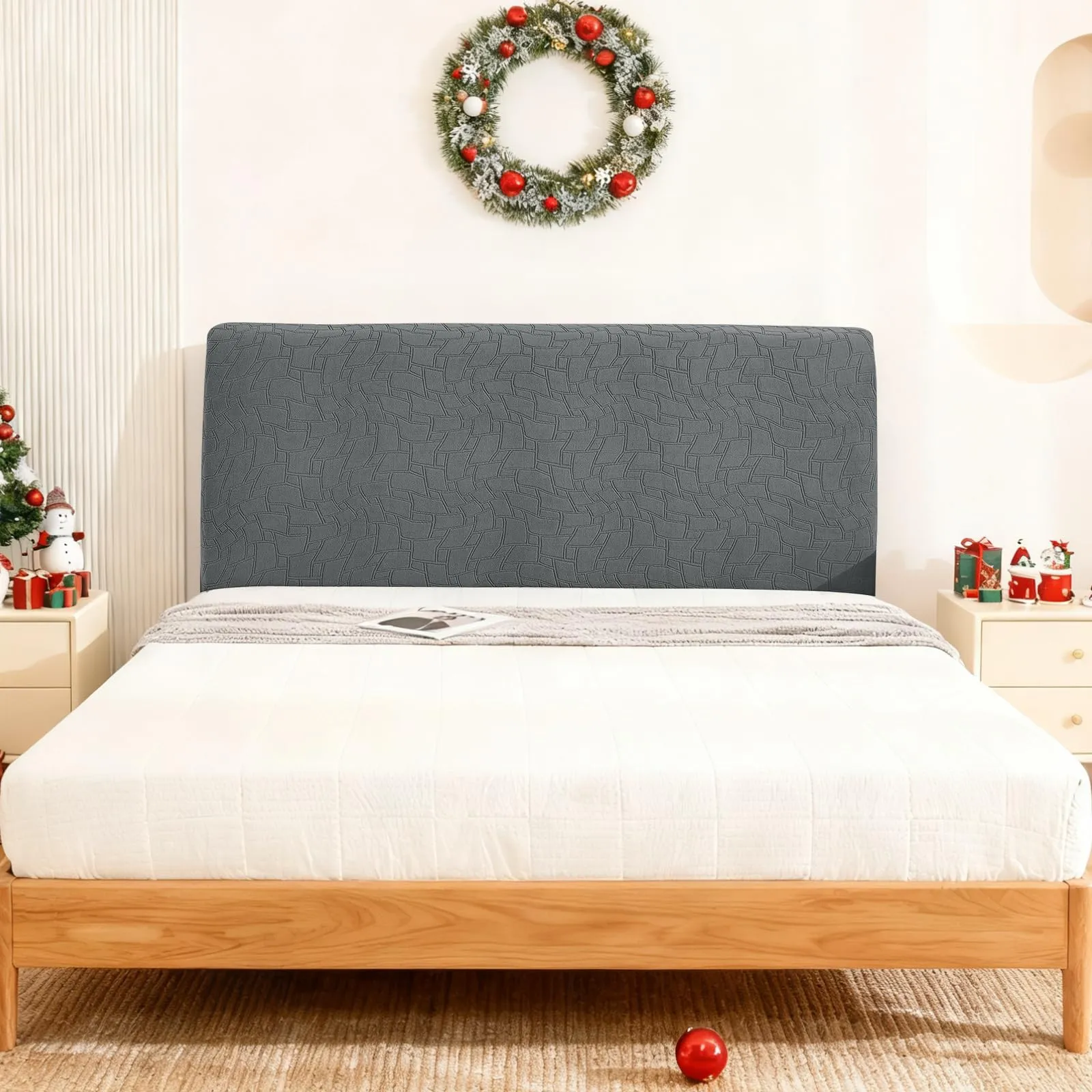 Ystyle Copri Testiera Letto Elasticizzata Lavabile e Antipolvere, 120cm, Grigio Chiaro - immagine 3