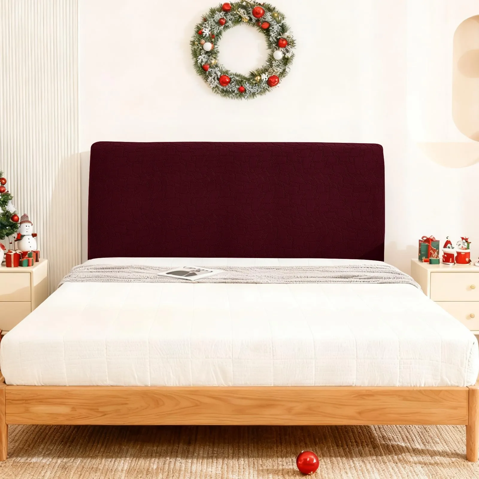 Ystyle Copri Testiera Letto Elasticizzata e Lavabile, 200cm, Borgogna - immagine 3