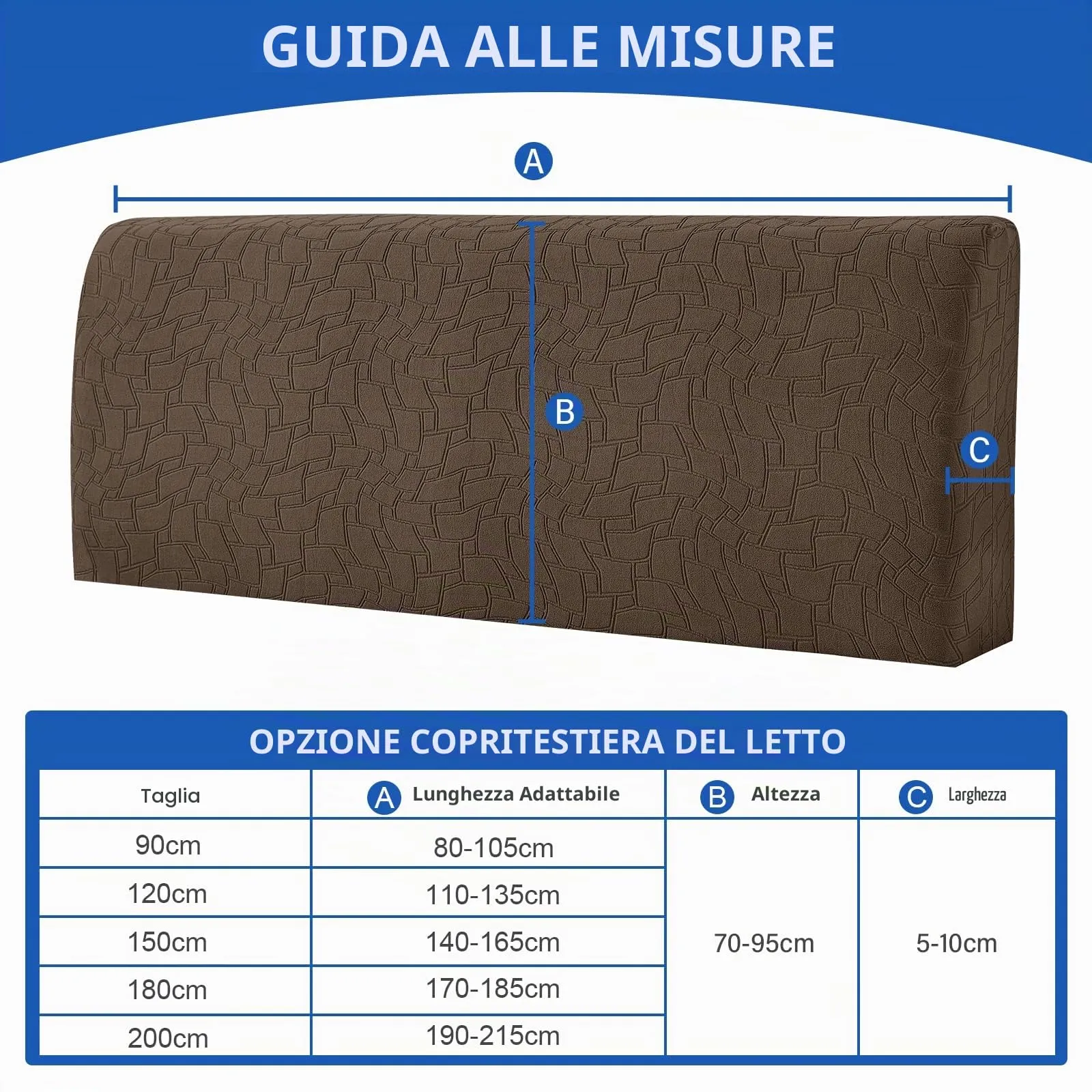 Ystyle Copri Testiera Letto Elasticizzata Universale, 120cm, Marrone - immagine 2