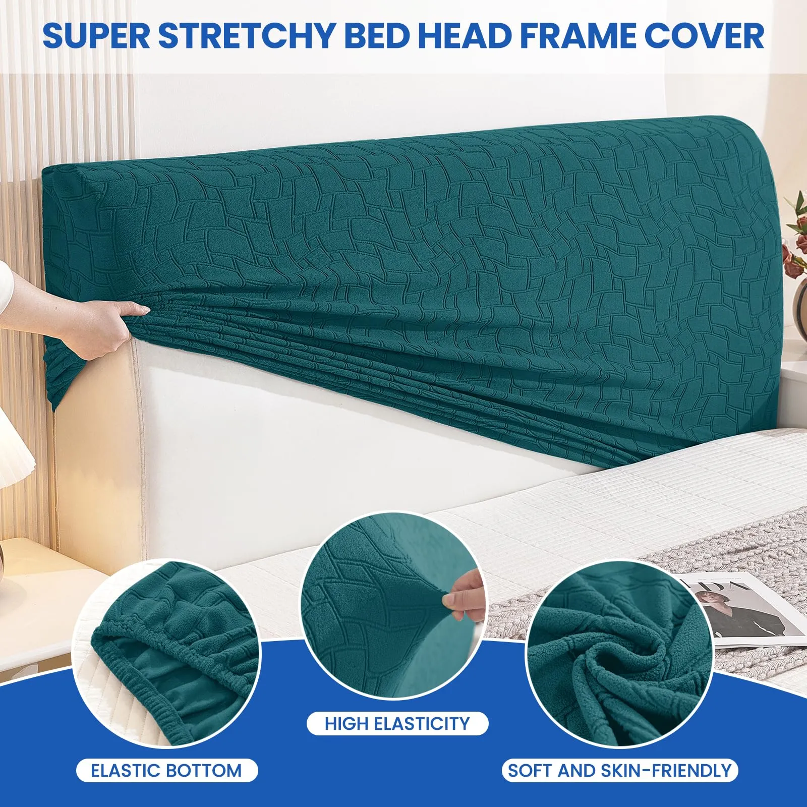 Ystyle Copri Testiera Letto Elasticizzato, Universale, Lavabile, 200cm, Verde Scuro - immagine 5