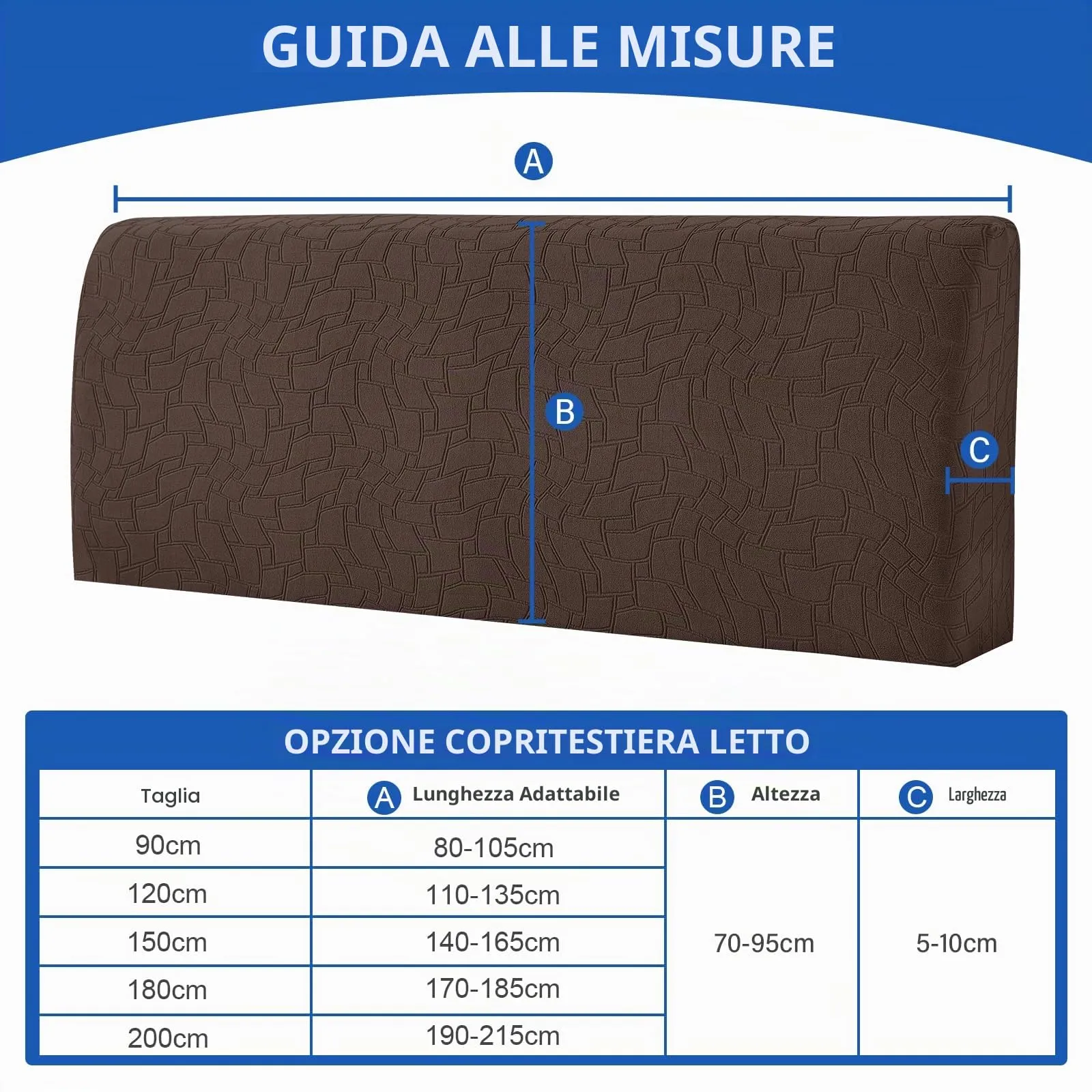 Ystyle Copri Testiera Letto Elasticizzata Universale, 120cm, Caffè Chiaro - immagine 2
