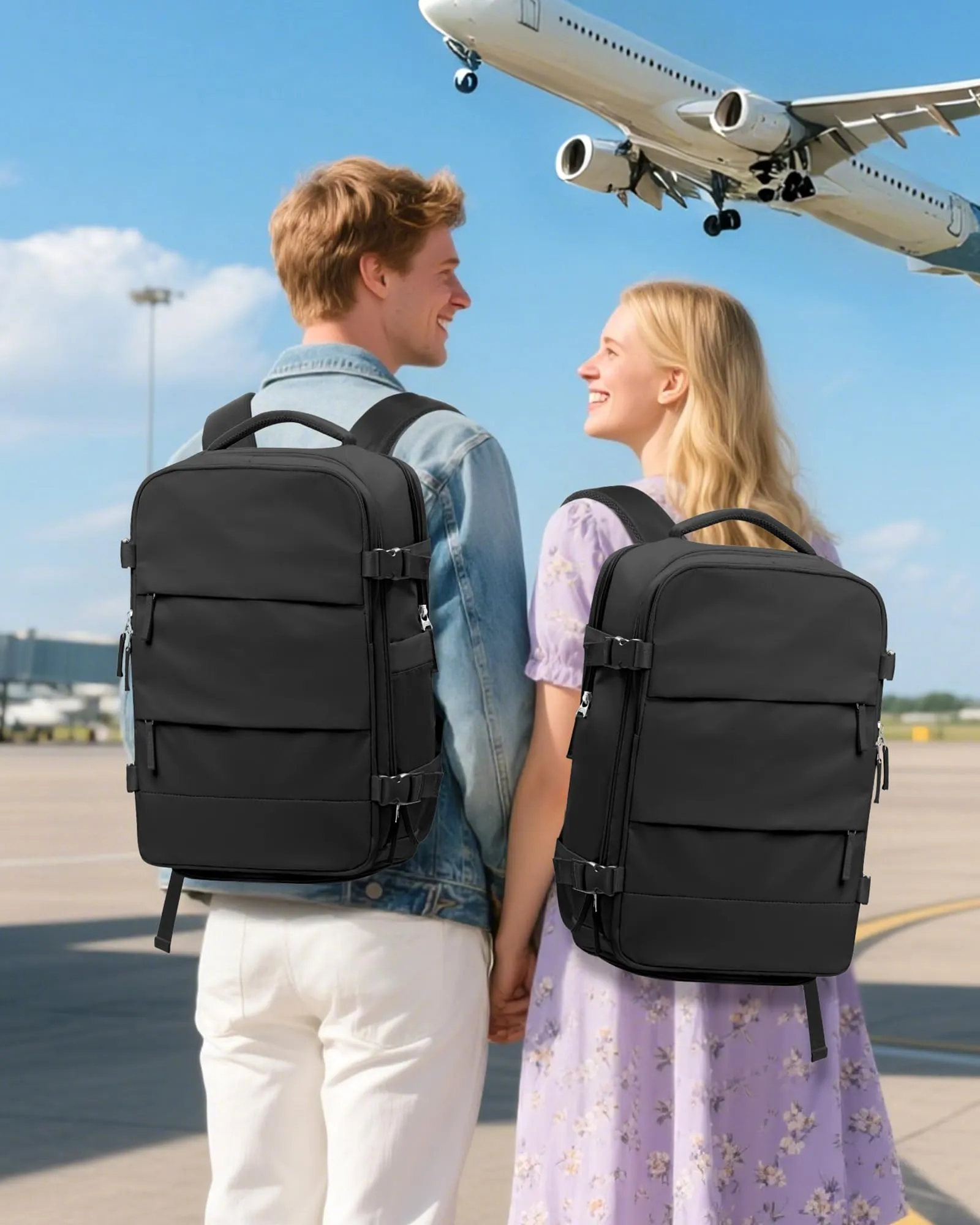 SZLX Zaino da Viaggio Sottovuoto con Pompa 40x30x20 per Ryanair e Wizzair, Impermeabile, con Scomparto per Laptop 14 Pollici e Scomparto per Scarpe - immagine 2