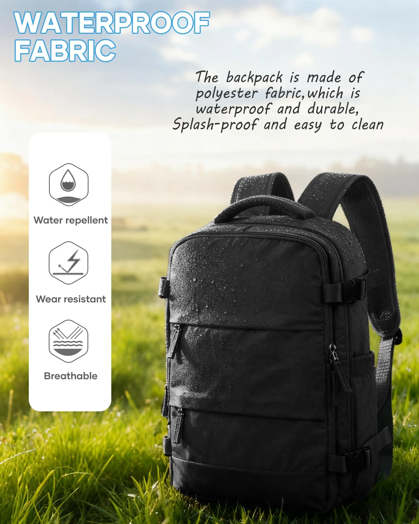 SZLX Zaino da Viaggio Sottovuoto con Pompa 40x30x20 per Ryanair e Wizzair, Impermeabile, con Scomparto per Laptop 14 Pollici e Scomparto per Scarpe - immagine 11