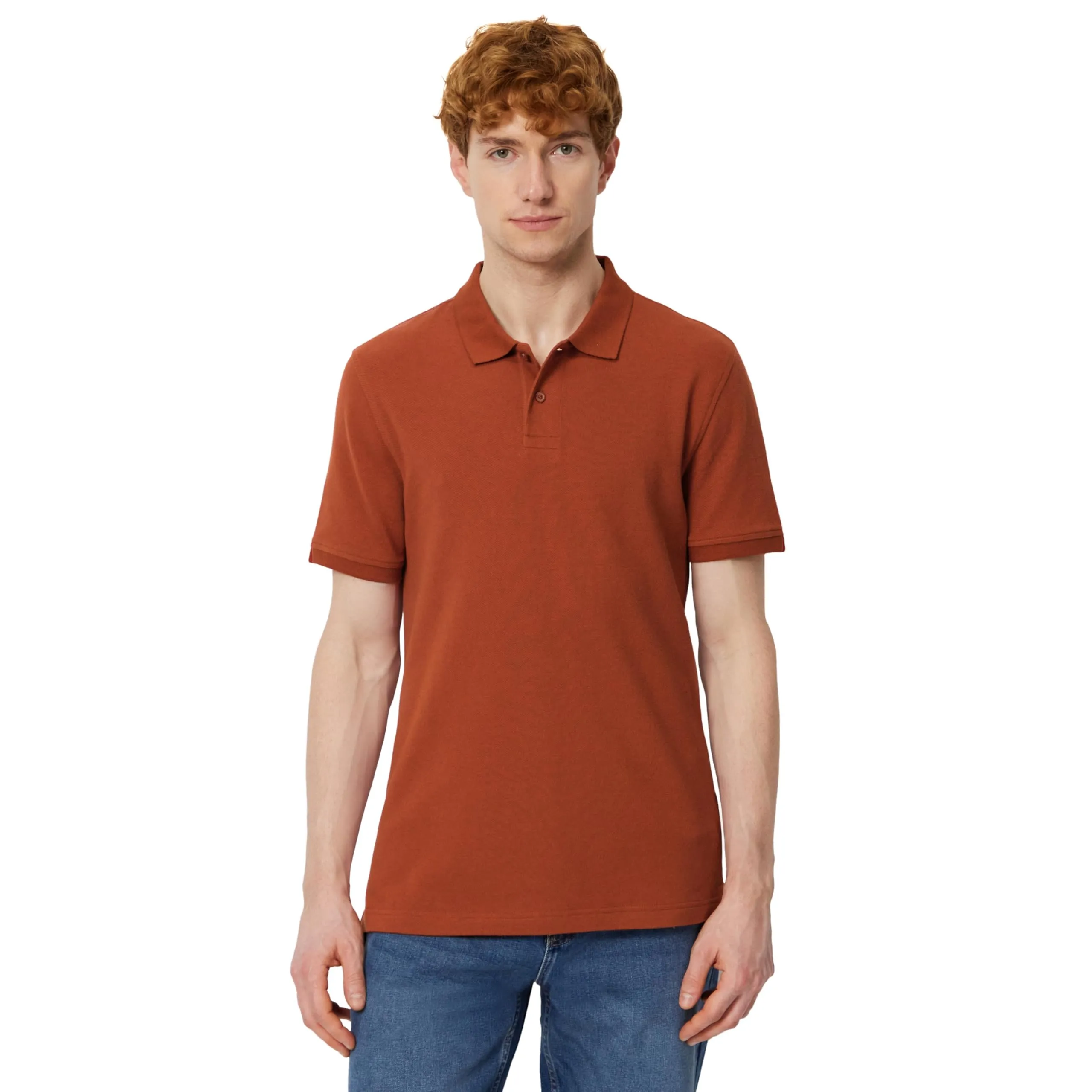 Amazon Essentials Polo in Piqué di Cotone Slim Uomo, Mattone Rosso, XL - immagine 1
