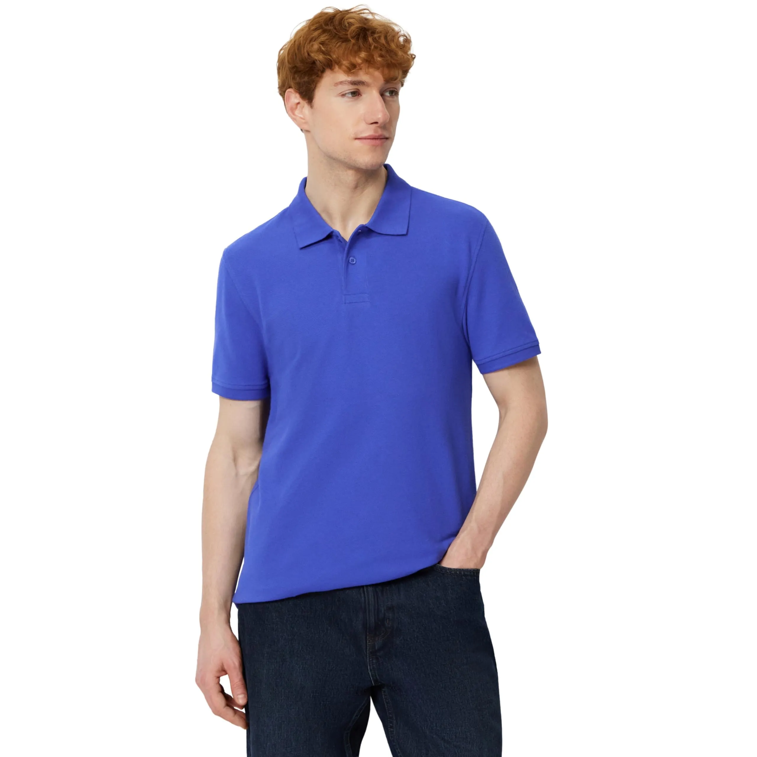 Amazon Essentials Polo in Piqué di Cotone Slim Uomo, Blu, L - immagine 1