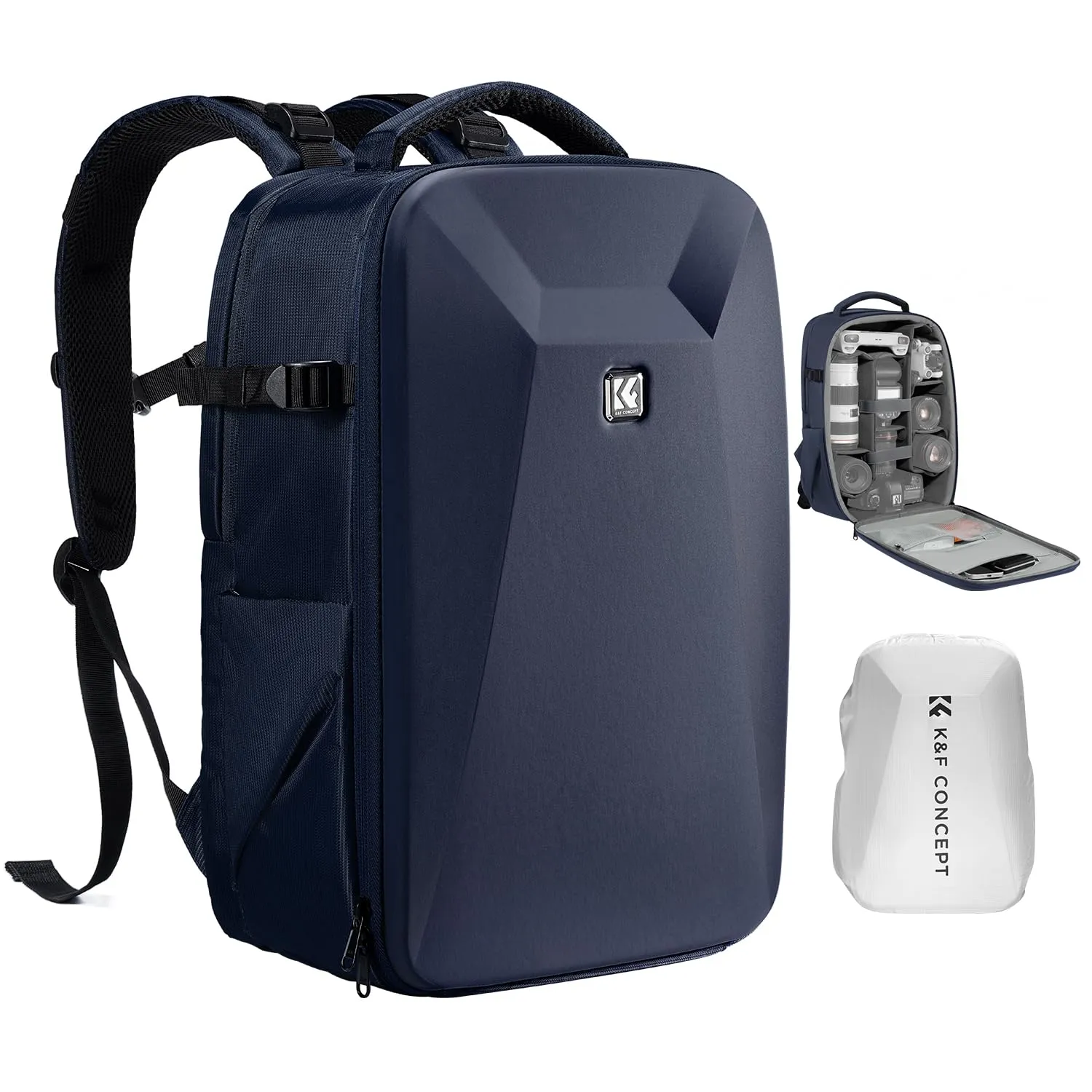 K&F CONCEPT Zaino Fotografico Professionale con Guscio Rigido, Scomparto per Laptop 15.6" e Copertura Impermeabile per DSLR/SLR/Mirrorless - immagine 1