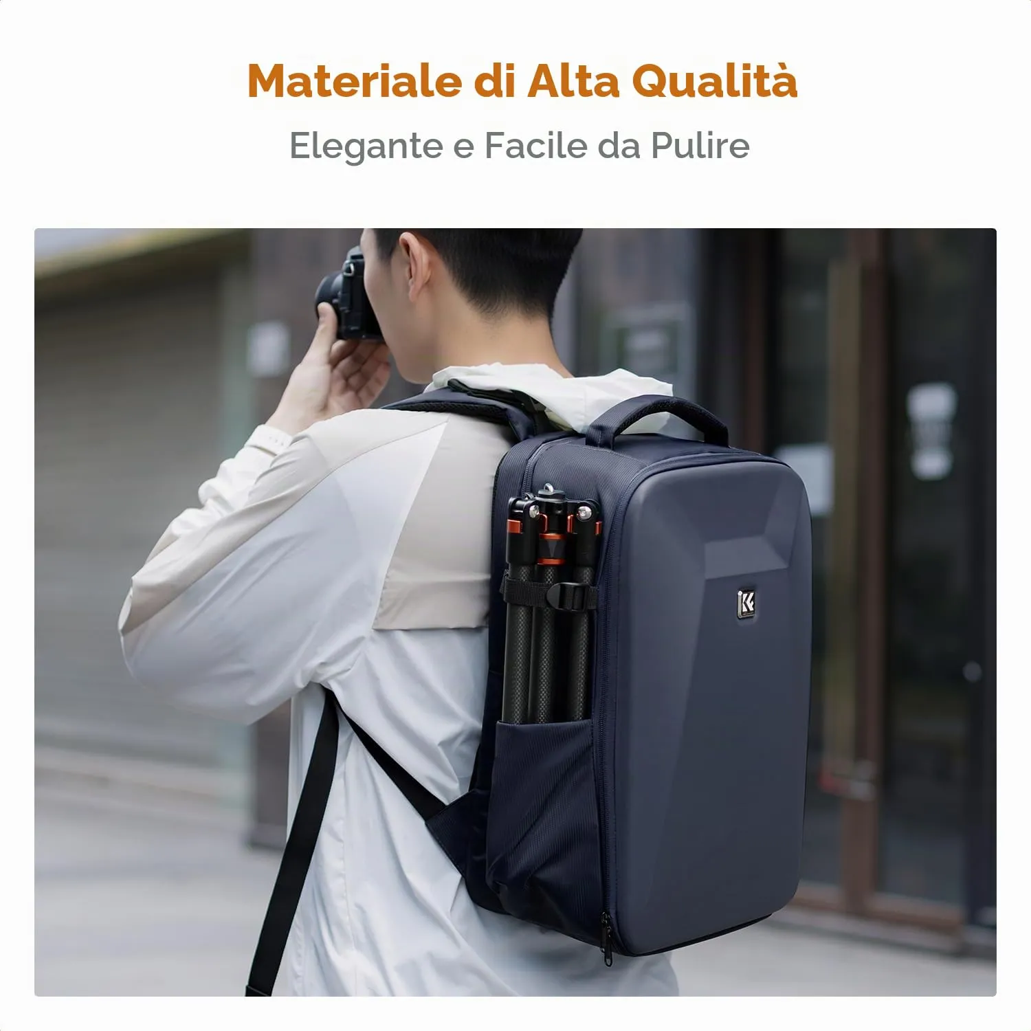 K&F CONCEPT Zaino Fotografico Professionale con Guscio Rigido, Scomparto per Laptop 15.6" e Copertura Impermeabile per DSLR/SLR/Mirrorless - immagine 6