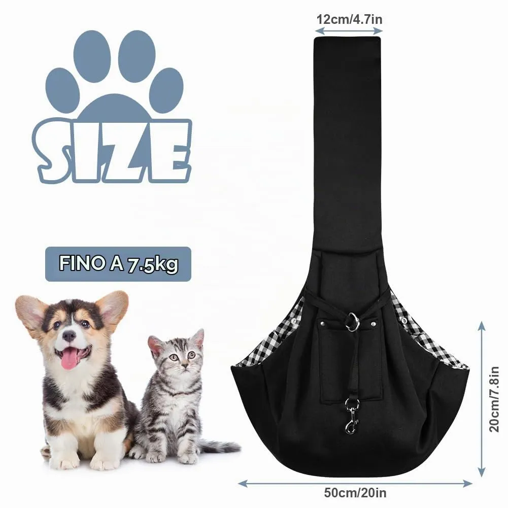 Adiwo Borsa da Viaggio Reversibile a Tracolla per Cani e Gatti fino a 7.5 kg, Nero - immagine 2