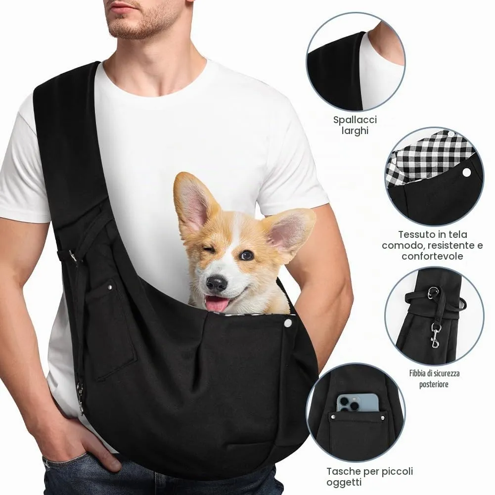 Adiwo Borsa da Viaggio Reversibile a Tracolla per Cani e Gatti fino a 7.5 kg, Nero - immagine 3