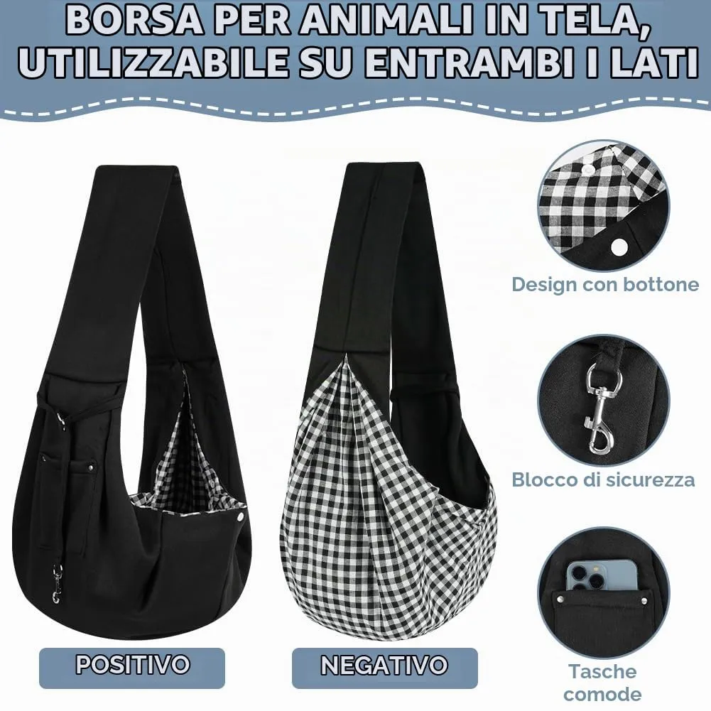 Adiwo Borsa da Viaggio Reversibile a Tracolla per Cani e Gatti fino a 7.5 kg, Nero - immagine 5