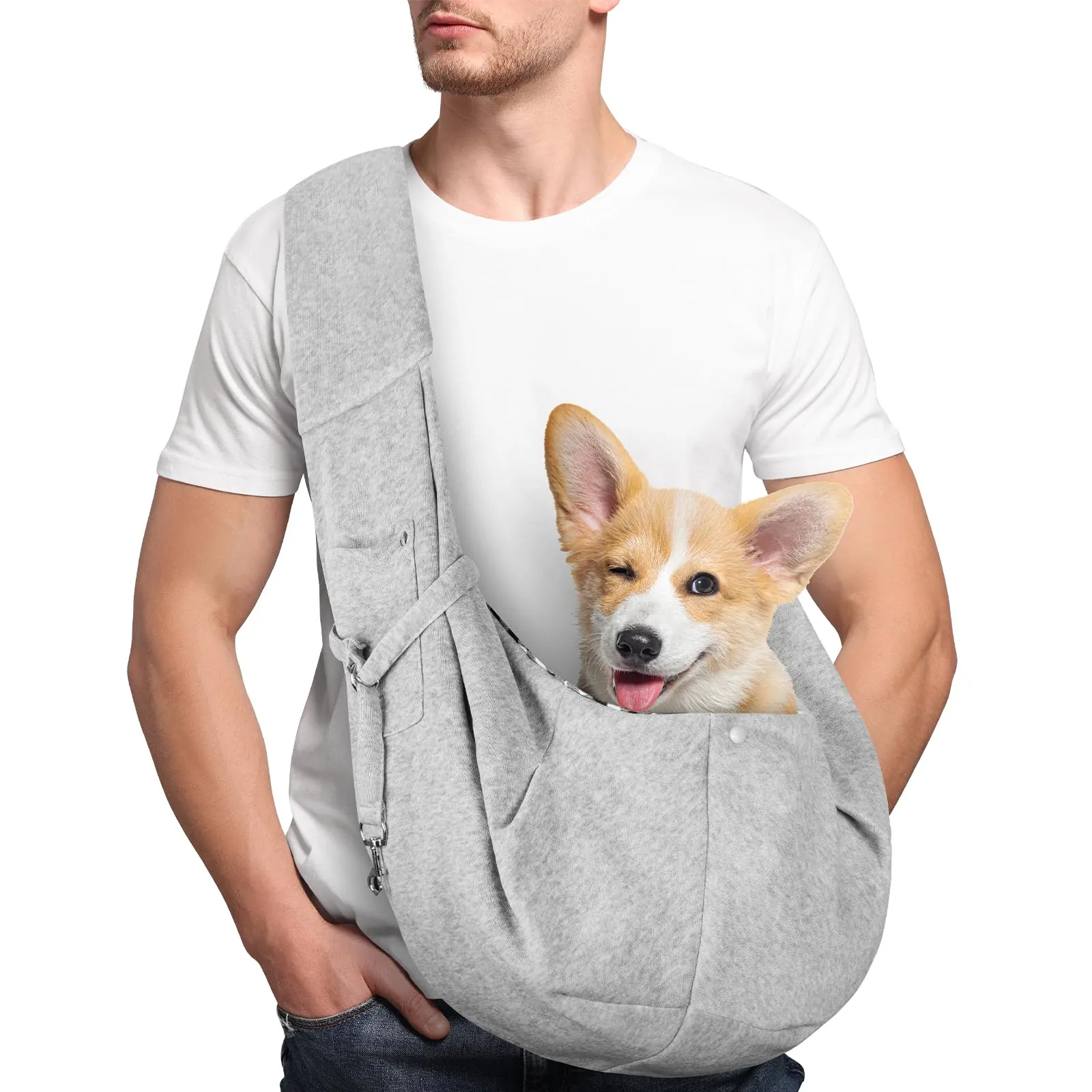 Adiwo Borsa da Viaggio e Trasportino per Cani e Gatti, Reversibile a Tracolla fino a 7.5 kg, Grigio - immagine 1