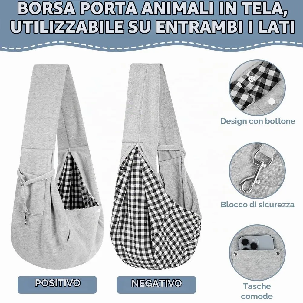 Adiwo Borsa da Viaggio e Trasportino per Cani e Gatti, Reversibile a Tracolla fino a 7.5 kg, Grigio - immagine 5