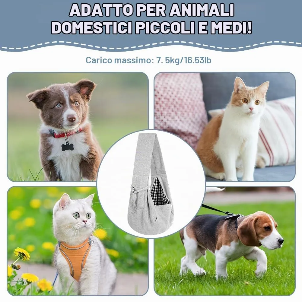 Adiwo Borsa da Viaggio e Trasportino per Cani e Gatti, Reversibile a Tracolla fino a 7.5 kg, Grigio - immagine 6