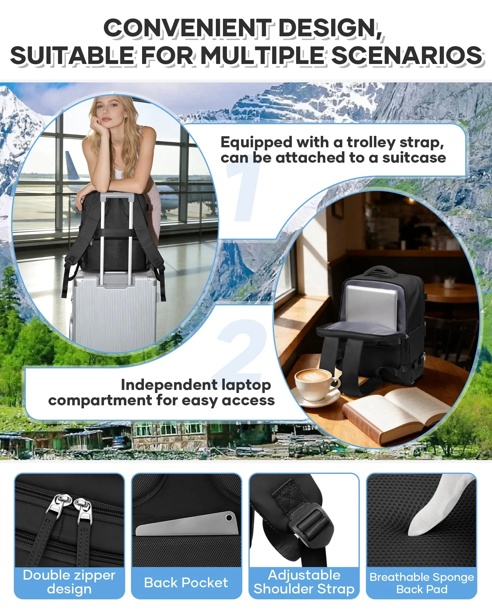 BJLFS Zaino da Viaggio Ryanair 40x30x20 Sottovuoto con Pompa - immagine 6