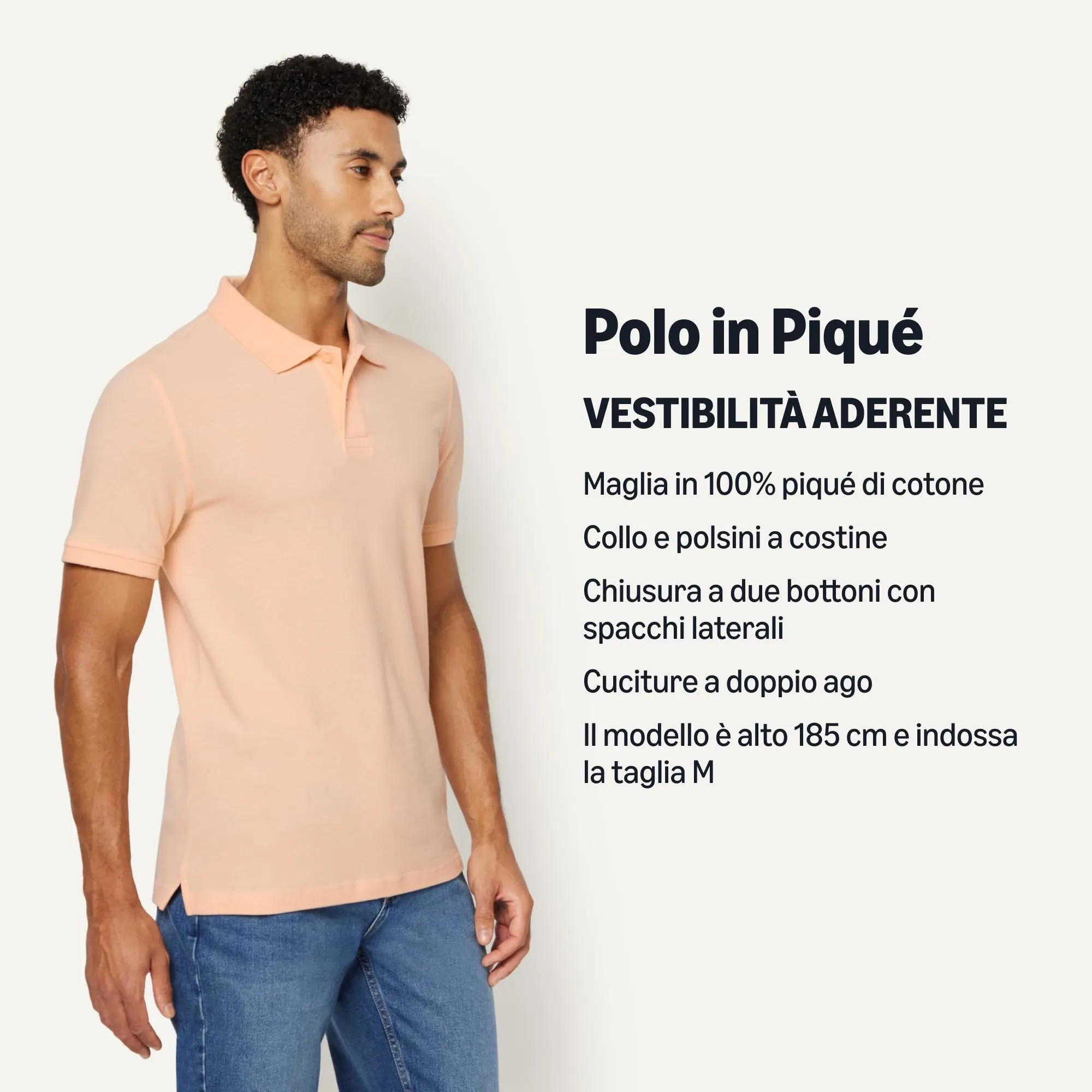 Amazon Essentials Polo in Piqué di Cotone Slim Uomo, Pesca Pallido, S - immagine 4