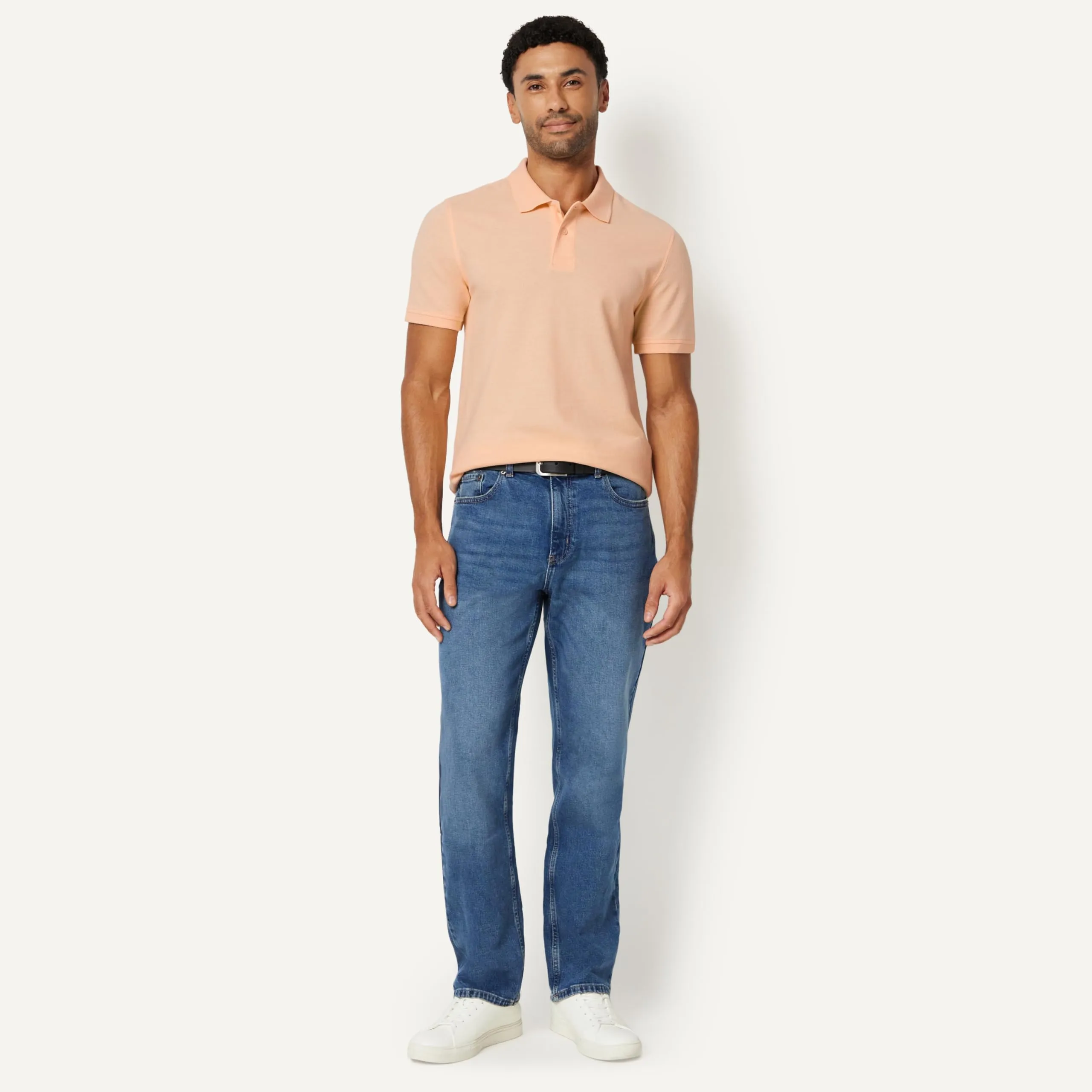 Amazon Essentials Polo in Piqué di Cotone Slim Uomo, Pesca Pallido, S - immagine 5