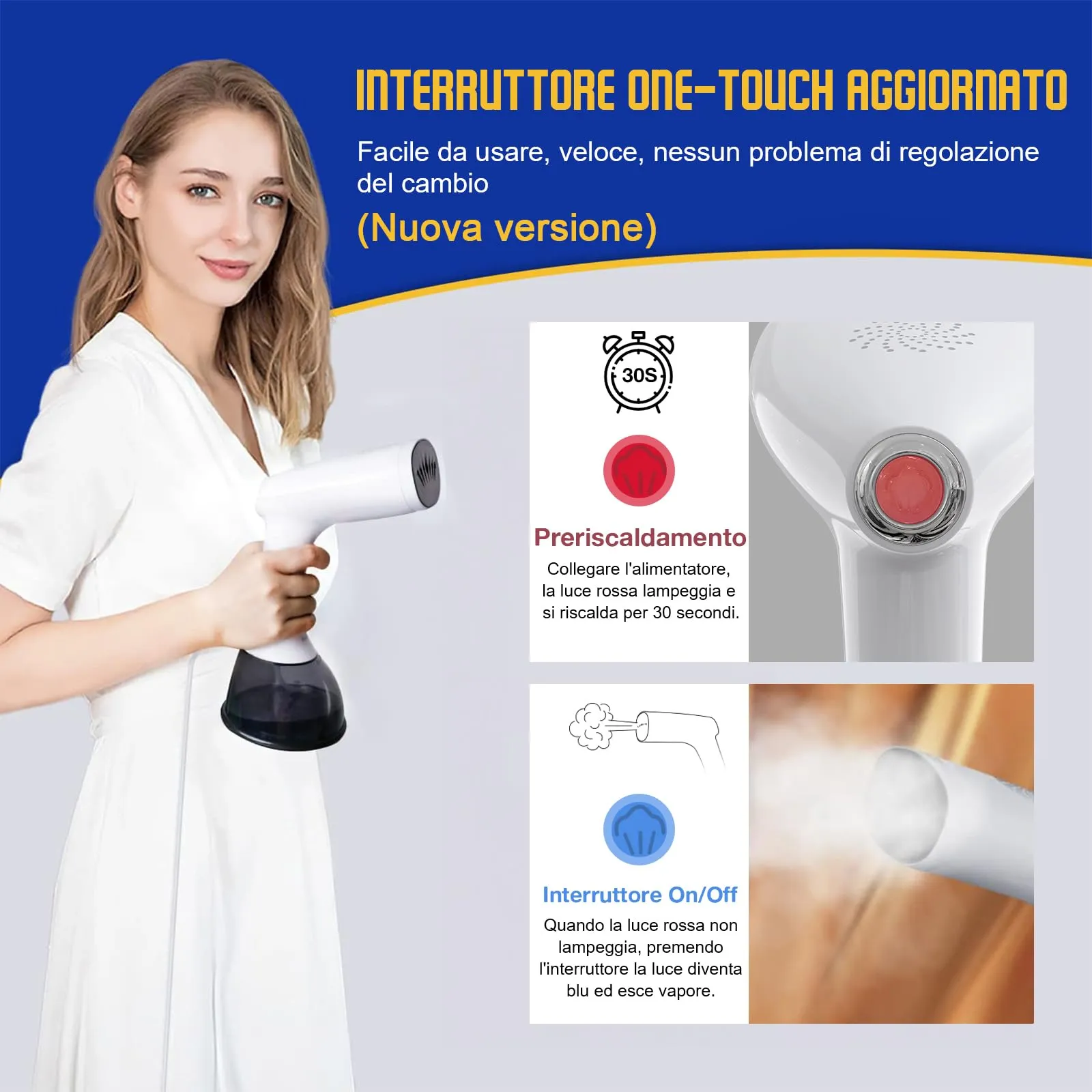 Rolipo Ferro da Stiro Verticale, 1640W, 30g/min, Serbatoio 400ml - immagine 2