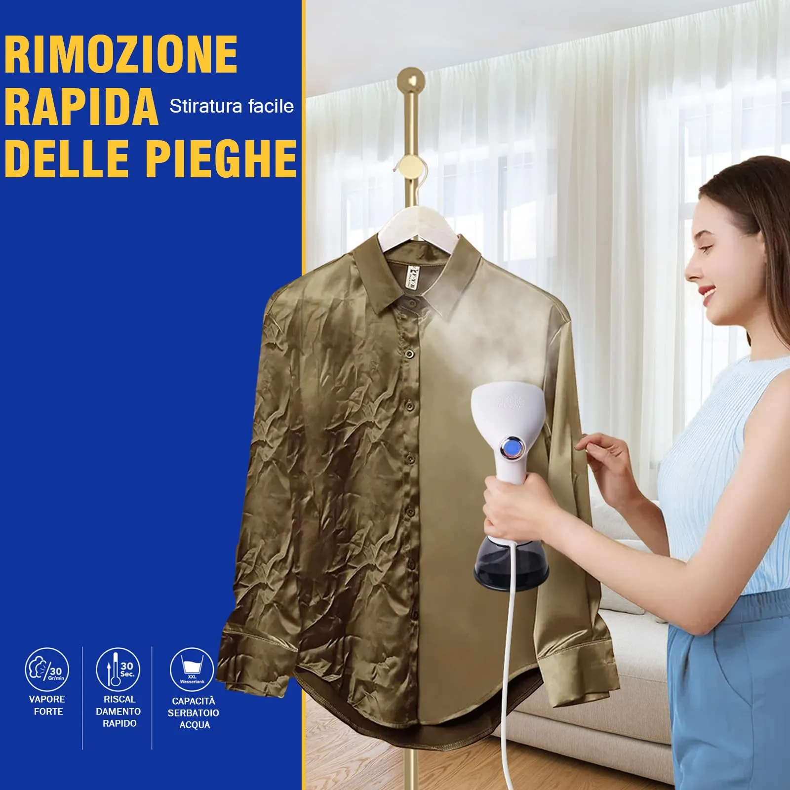 Rolipo Ferro da Stiro Verticale, 1640W, 30g/min, Serbatoio 400ml - immagine 6