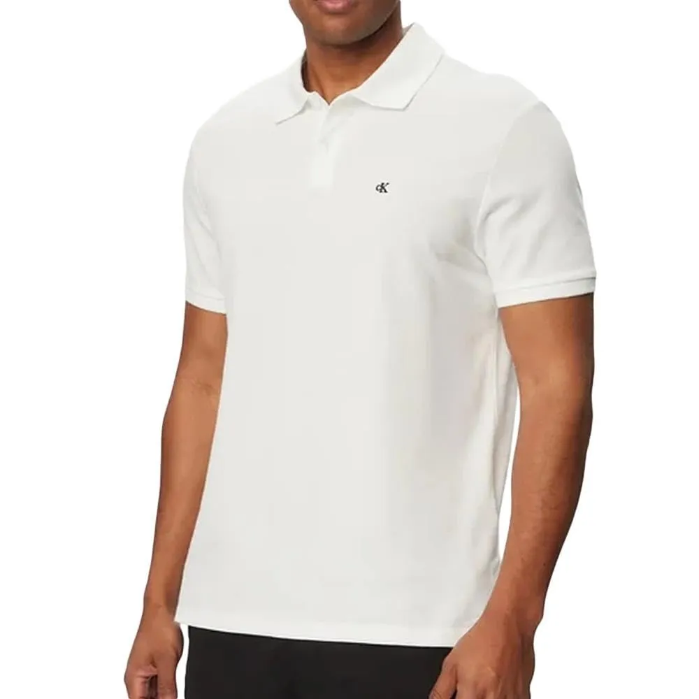 Calvin Klein Polo da uomo in cotone piqué con monogramma, Bianco, XXL - immagine 3