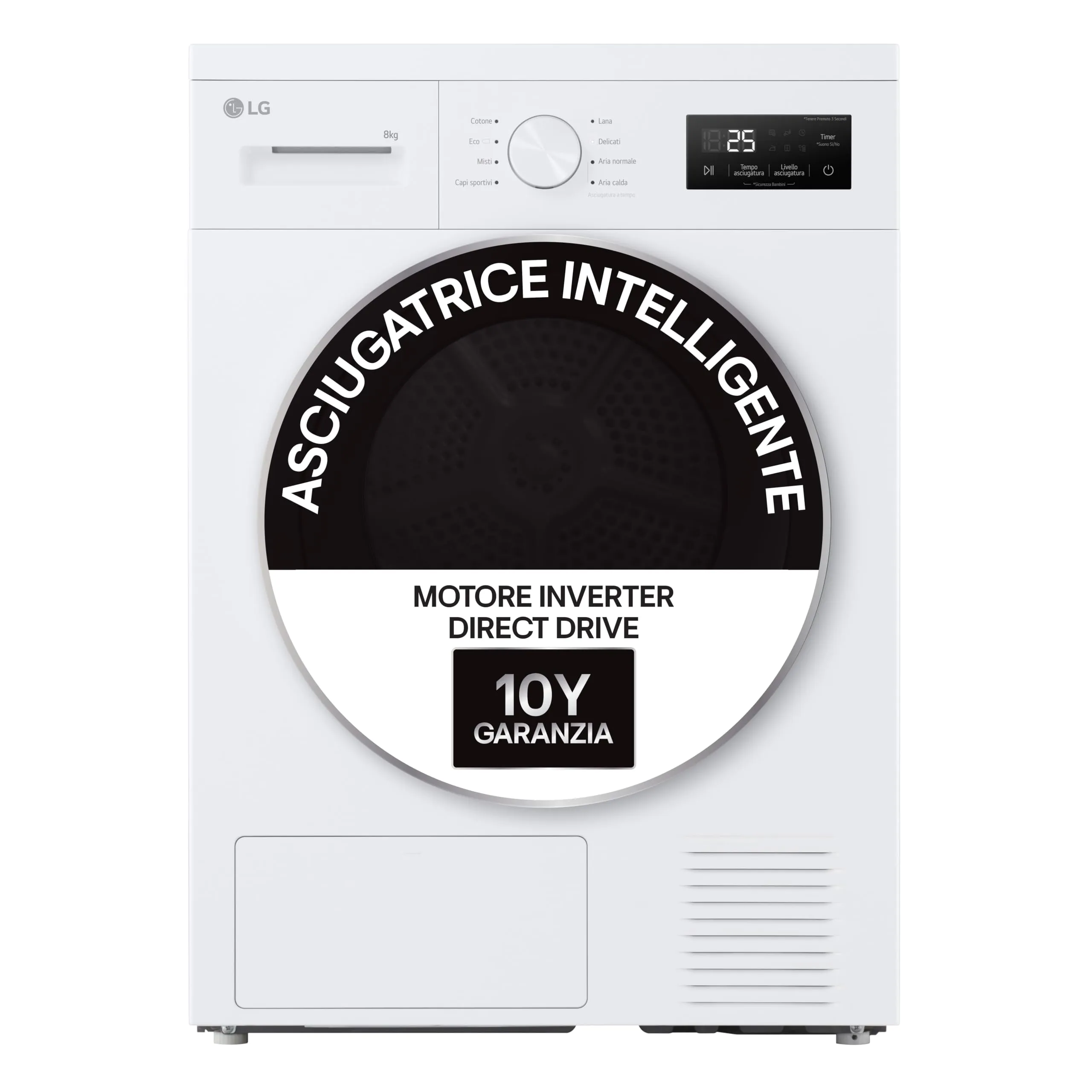 LG RNA1008NWK Asciugatrice Pompa di Calore 8 kg Classe D Bianco - immagine 3