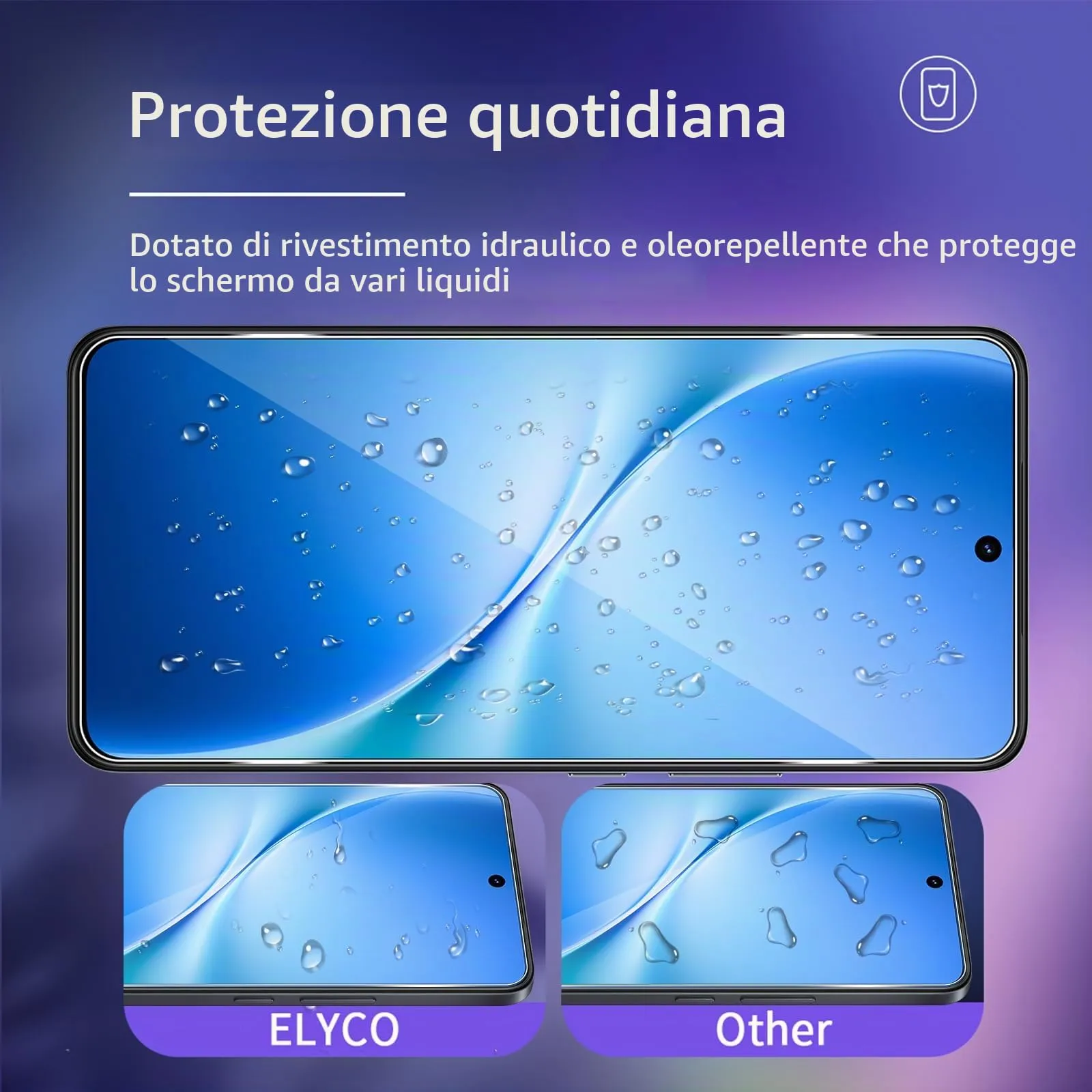 ELYCO Vetro Temperato per VIVO V60 Lite, 3+3 Pezzi - immagine 2