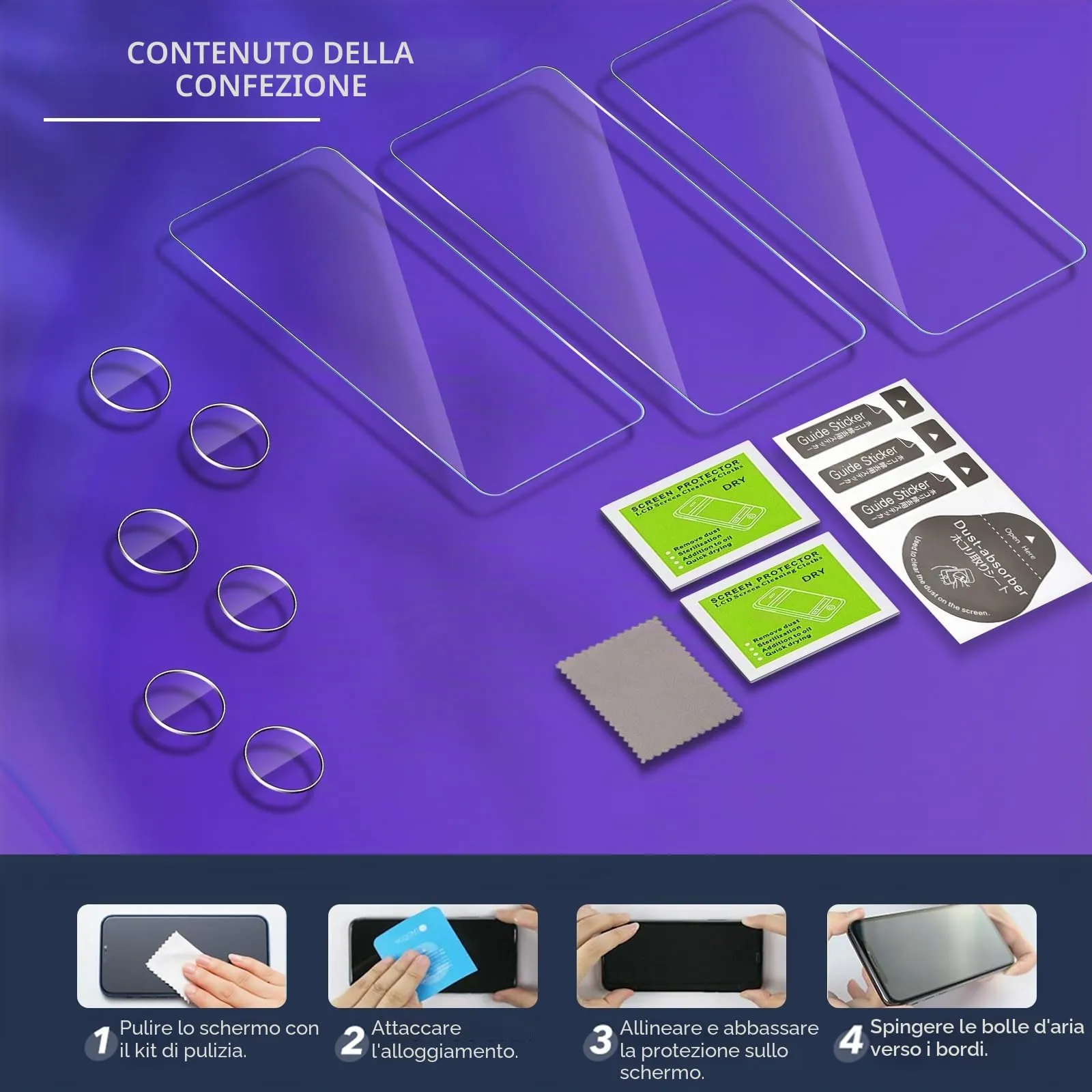 ELYCO Vetro Temperato per VIVO V60 Lite, 3+3 Pezzi - immagine 8