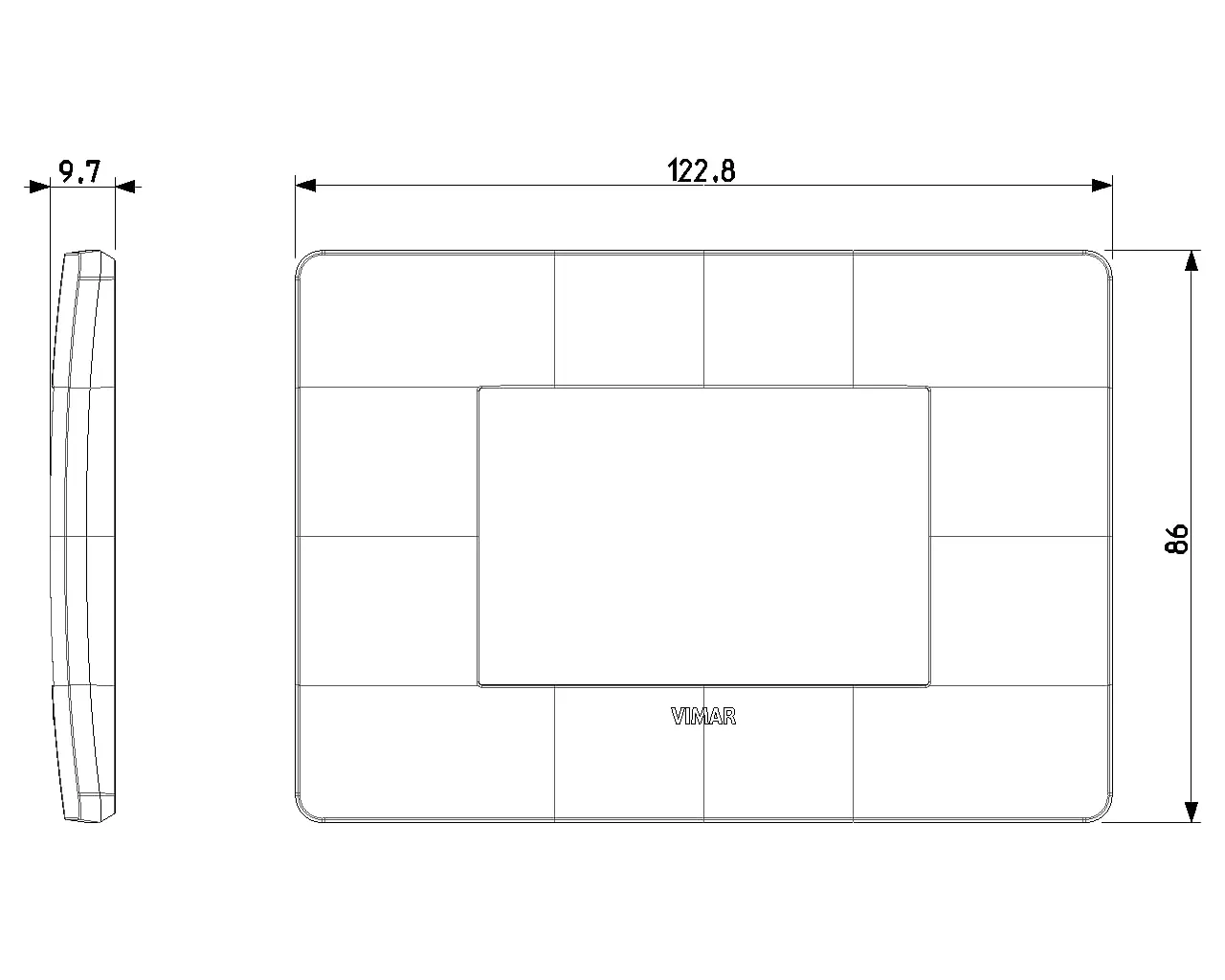 Vimar 14653U.11 Plana Up Placca 3 Moduli Centrali, Bianco Matt - immagine 5