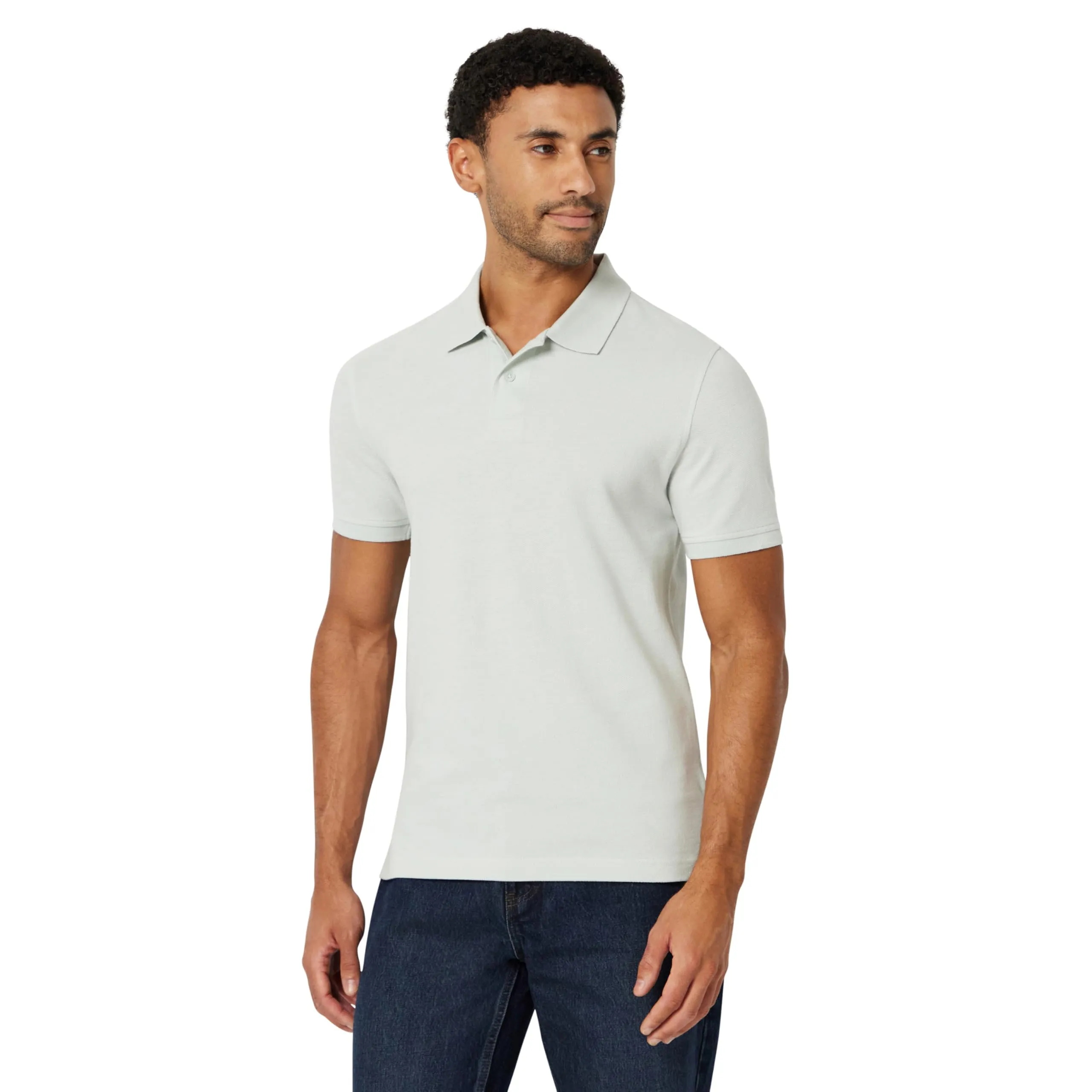 Amazon Essentials Men's Slim Fit Cotton Piqué Polo, Light Sage Green, M - immagine 1