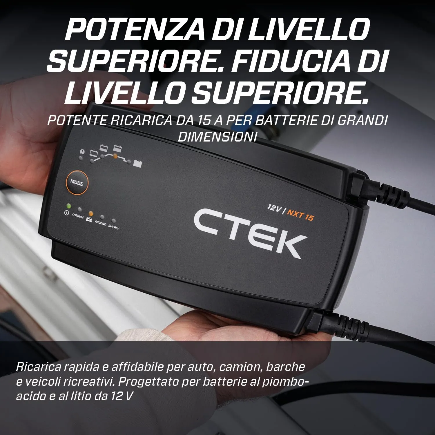 CTEK NXT 15 Caricabatterie Intelligente 12V 15A per Batterie Litio e Piombo - immagine 2