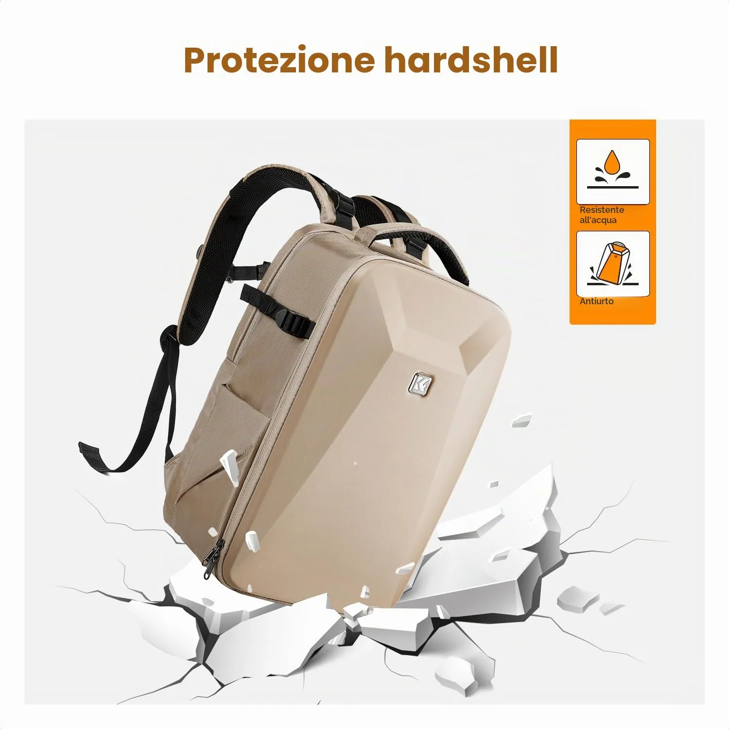 K&F CONCEPT Zaino Fotografico Professionale, Guscio Rigido Antiurto, Scomparto Laptop 15.6", con Copertura Impermeabile per DSLR/SLR/Mirrorless - immagine 5
