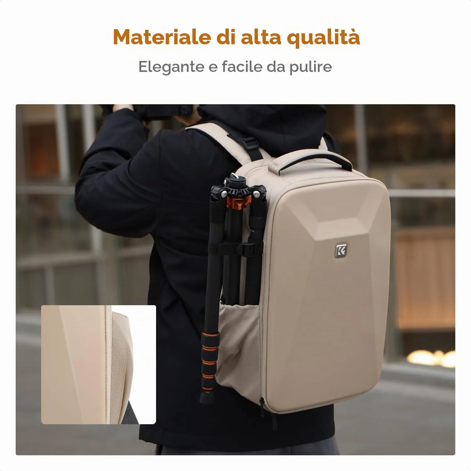 K&F CONCEPT Zaino Fotografico Professionale, Guscio Rigido Antiurto, Scomparto Laptop 15.6", con Copertura Impermeabile per DSLR/SLR/Mirrorless - immagine 6