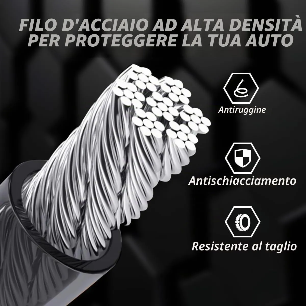 Neuytiky Bloccasterzo Auto Antifurto con Doppia Sicurezza, Cavo in Acciaio Rinforzato e 3 Chiavi, Installazione Universale - immagine 3