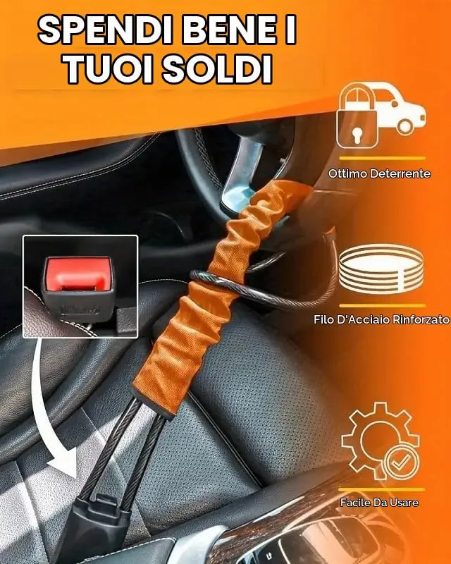 Neuytiky Bloccasterzo Auto Antifurto con Doppia Sicurezza, Cavo in Acciaio Rinforzato e 3 Chiavi, Installazione Universale - immagine 7
