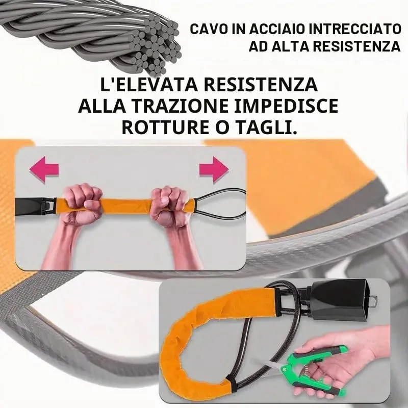 Neuytiky Bloccasterzo Auto Antifurto con Doppia Sicurezza, Cavo in Acciaio Rinforzato e 3 Chiavi, Installazione Universale - immagine 8