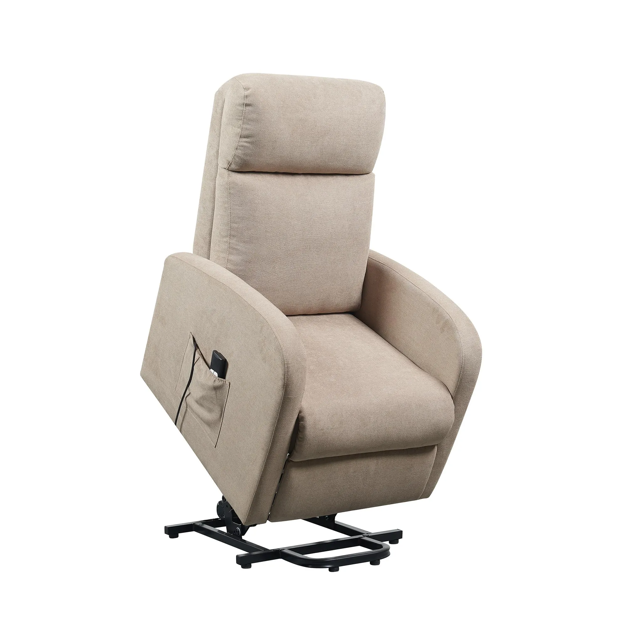 Poltrone Italia Poltrona Alzapersona Relax Reclinazione Elettrica Tessuto Beige - immagine 2