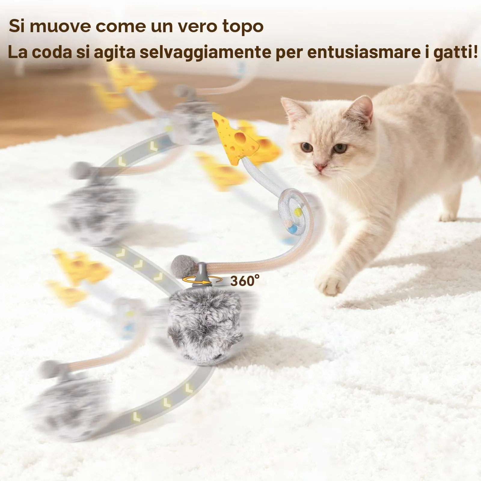 Migipaws Giocattolo Interattivo per Gatti Topolino Elettrico con Sensore Intelligente, Erba Gatta, Ricaricabile - immagine 2