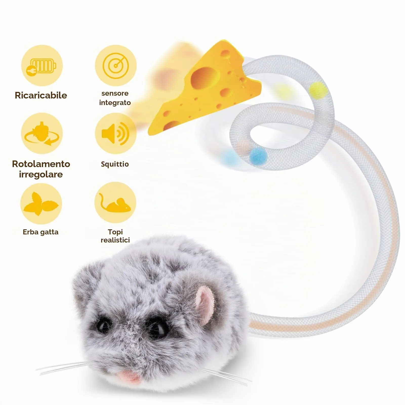Migipaws Giocattolo Interattivo per Gatti Topolino Elettrico con Sensore Intelligente, Erba Gatta, Ricaricabile - immagine 4