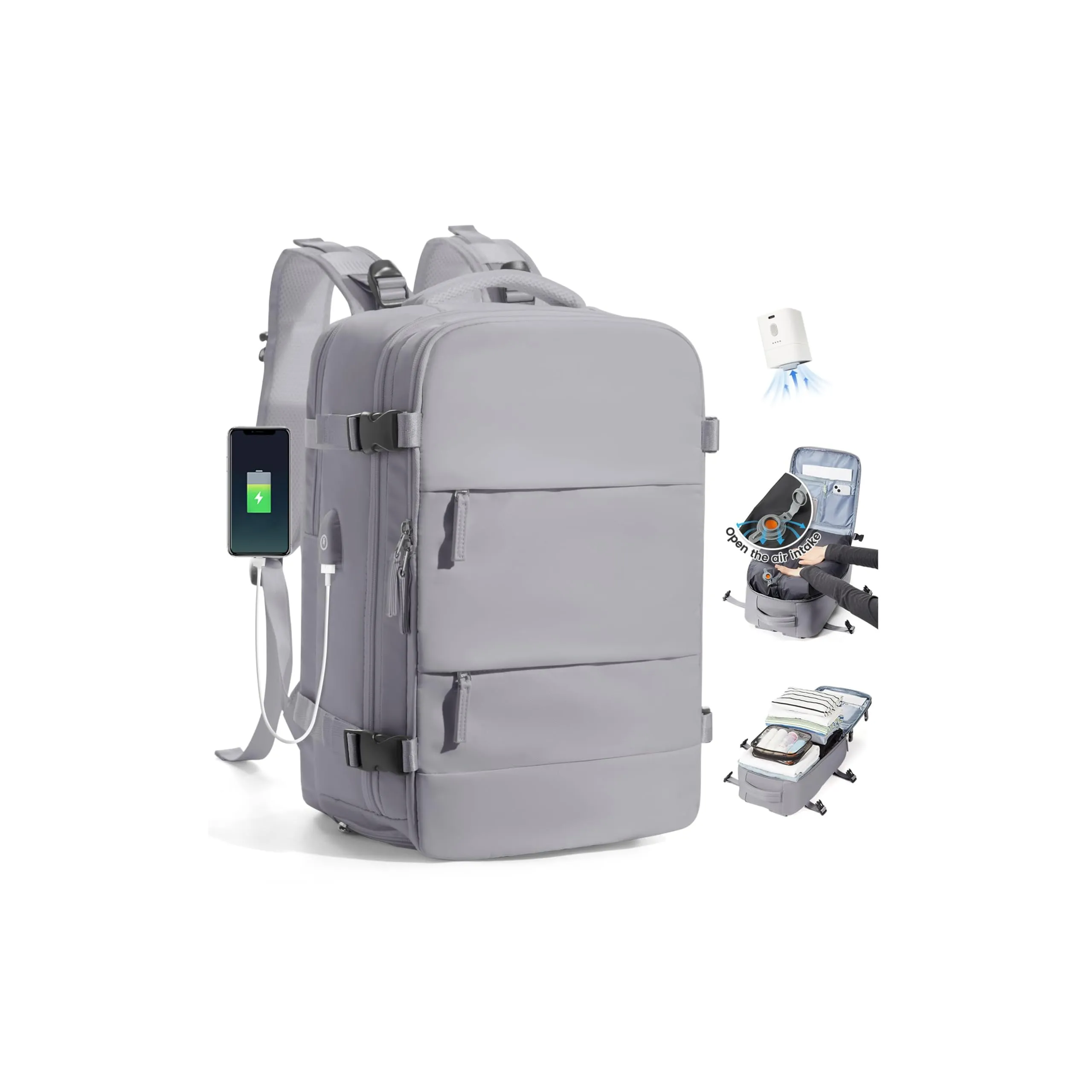 SZLX Zaino da Viaggio Sottovuoto con Pompa 40x30x20cm per Ryanair Wizzair, Impermeabile con Scomparto Laptop 14 Pollici e Scomparto Scarpe - immagine 1