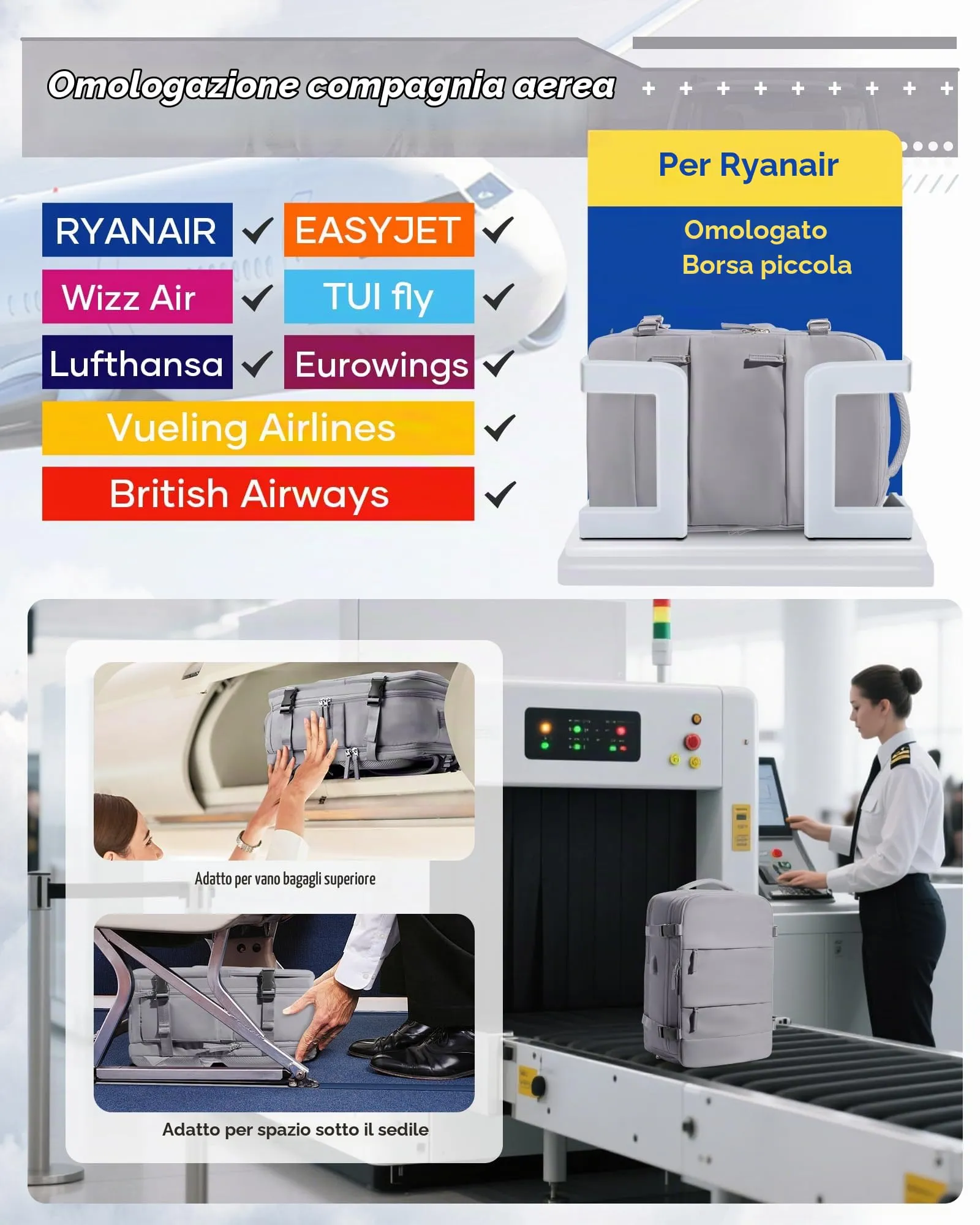 SZLX Zaino da Viaggio Sottovuoto con Pompa 40x30x20cm per Ryanair Wizzair, Impermeabile con Scomparto Laptop 14 Pollici e Scomparto Scarpe - immagine 3