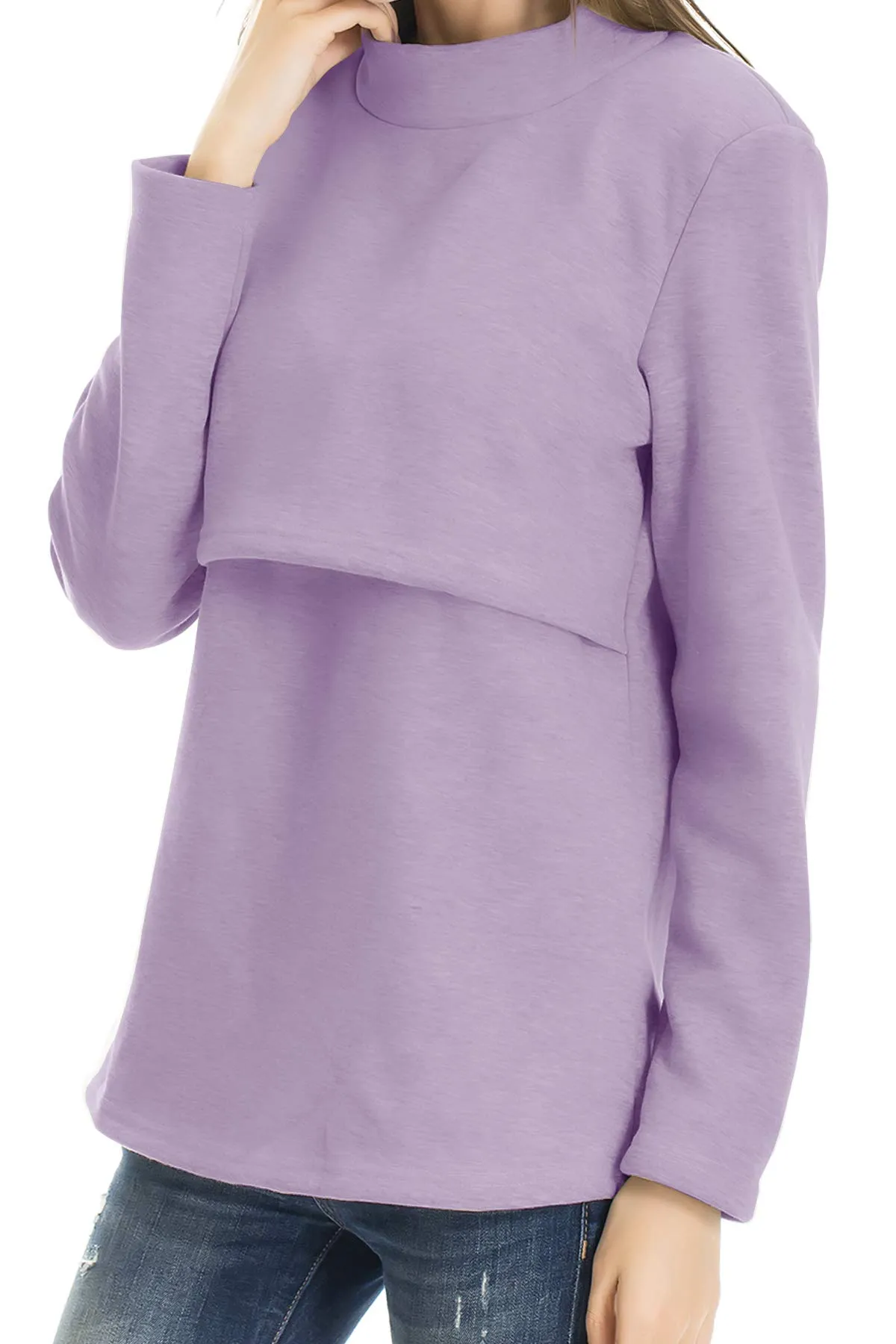 Smallshow Abbigliamento da Allattamento Invernale a Manica Lunga da Donna, XXL, Lavender - immagine 3