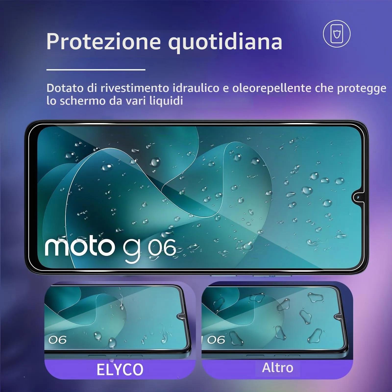 ELYCO Vetro Temperato per Motorola Moto G06/G06 Power, 3+3 Pezzi - immagine 2
