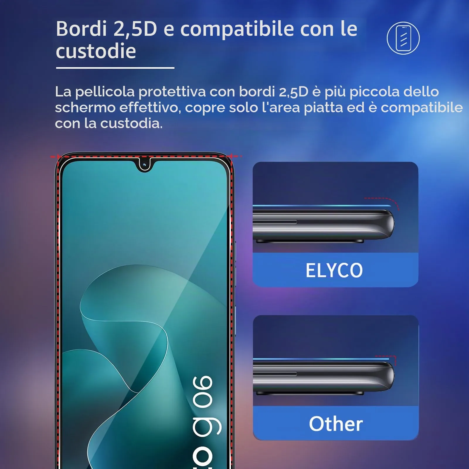 ELYCO Vetro Temperato per Motorola Moto G06/G06 Power, 3+3 Pezzi - immagine 5