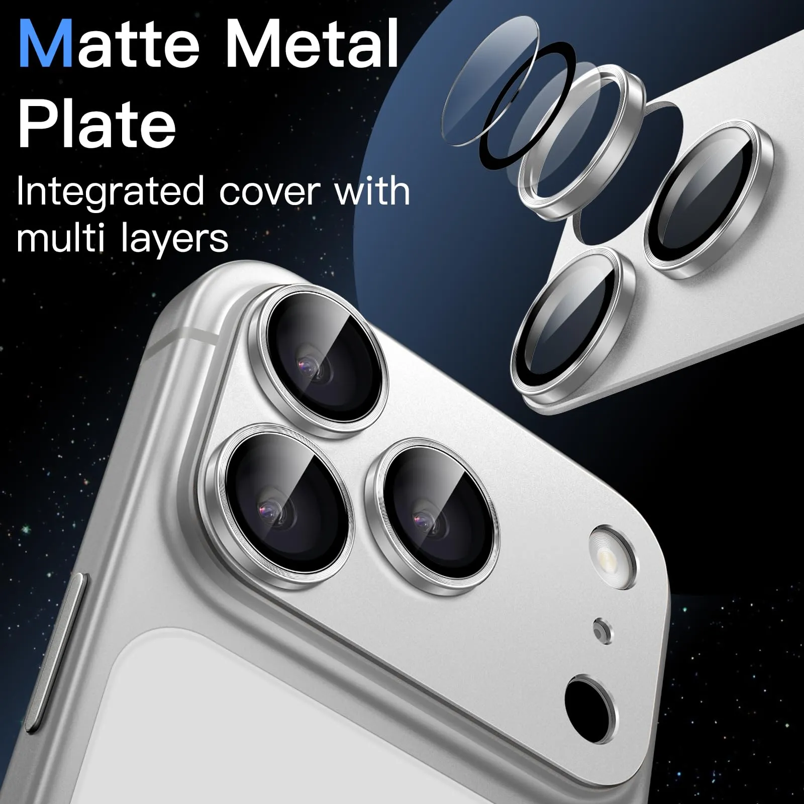 JETech Pellicola Protettiva Fotocamera per iPhone 17 Pro Max, Argento - immagine 3