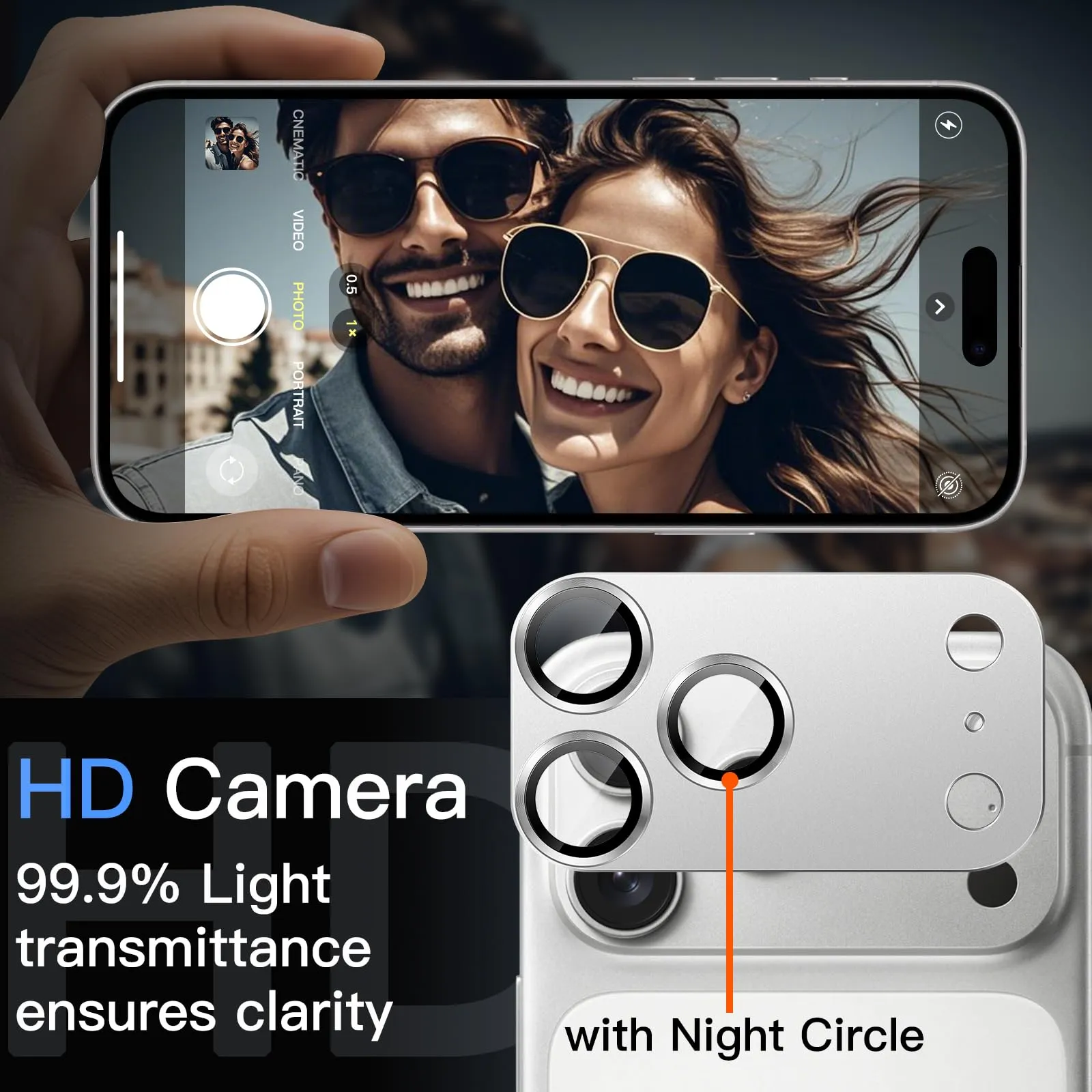JETech Pellicola Protettiva Fotocamera per iPhone 17 Pro Max, Argento - immagine 6