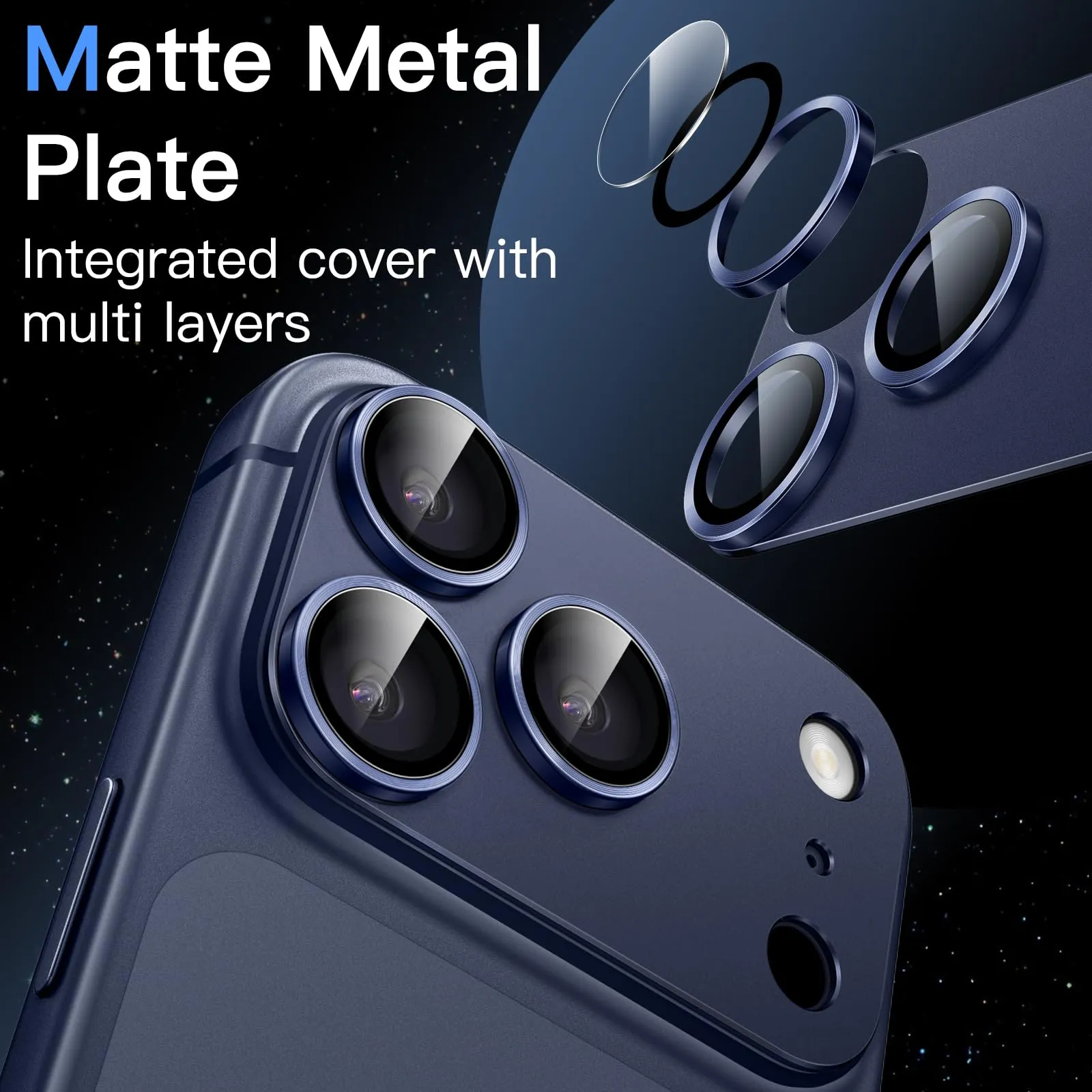 JETech Pellicola Protettiva Fotocamera per iPhone 17 Pro Max, Blu Profondo - immagine 3